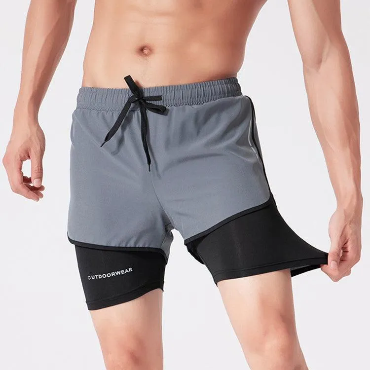 Double-Layered Quick-Dry Sports Shorts for Men: High-Elasticity Activewear