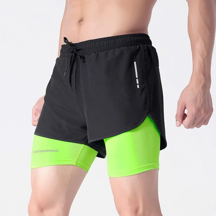 Double-Layered Quick-Dry Sports Shorts for Men: High-Elasticity Activewear