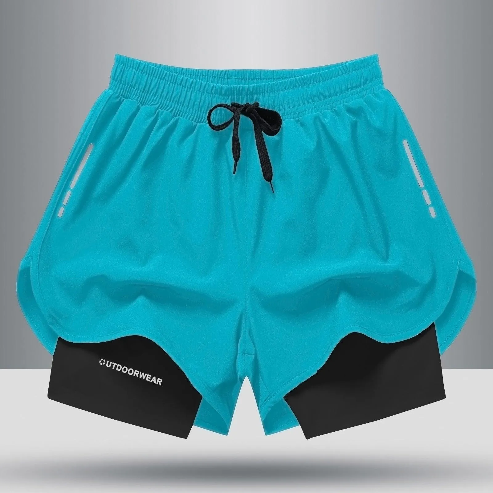 Double-Layered Quick-Dry Sports Shorts for Men: High-Elasticity Activewear