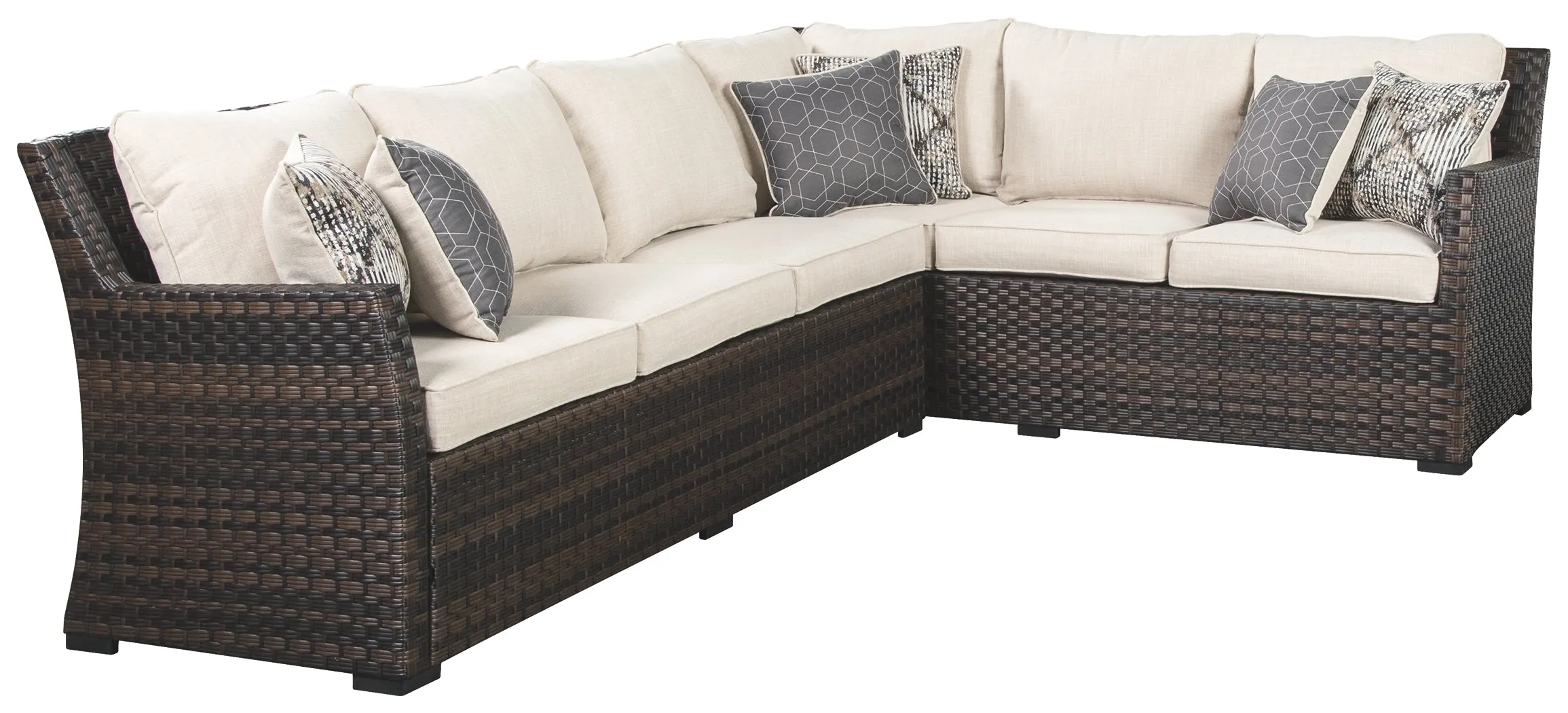 Easy Isle P455-822 Dark BrownBeige Sofa SECChair wCUSH 3CN