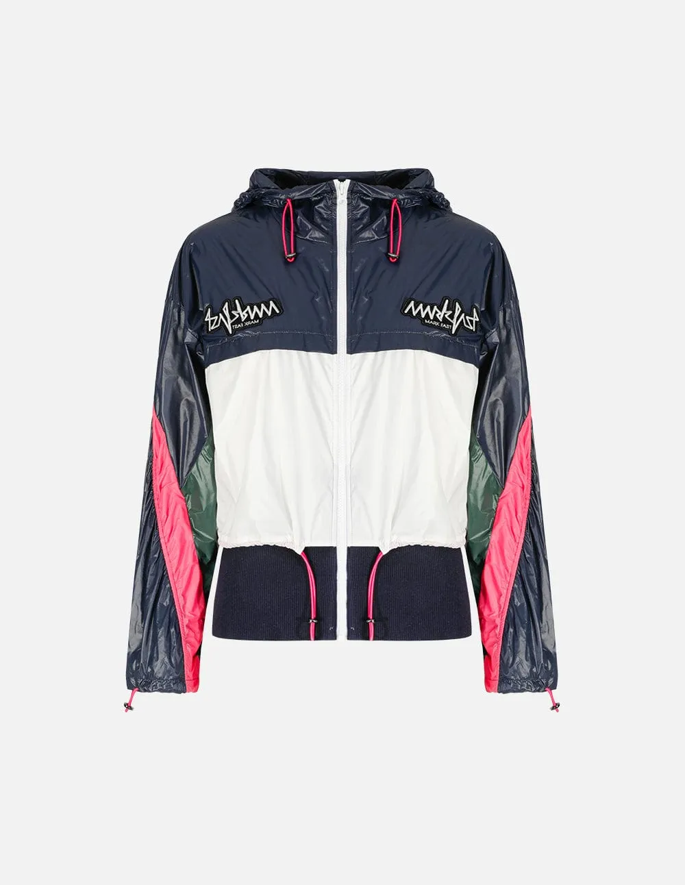 Embroidered Badge Colour Block Hooded Windbreaker