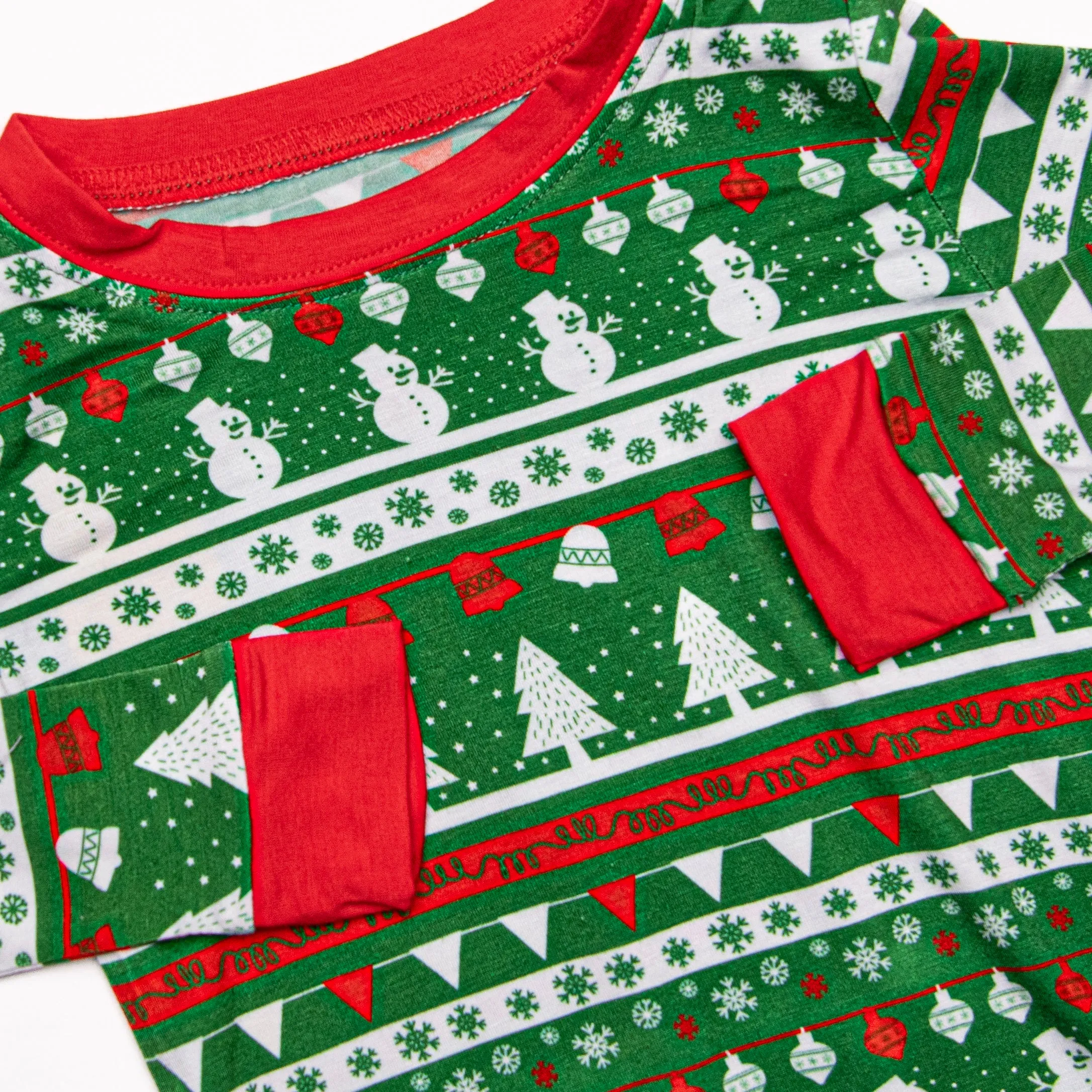 Fair Isle Festivities Bamboo Pajama Set, Green