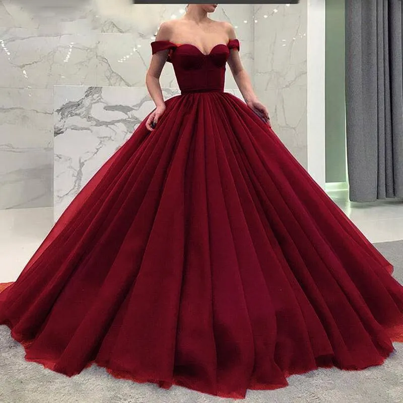 Fashionable Poofy Ball Gown Off the Shoulder Prom Dresses PFP0137