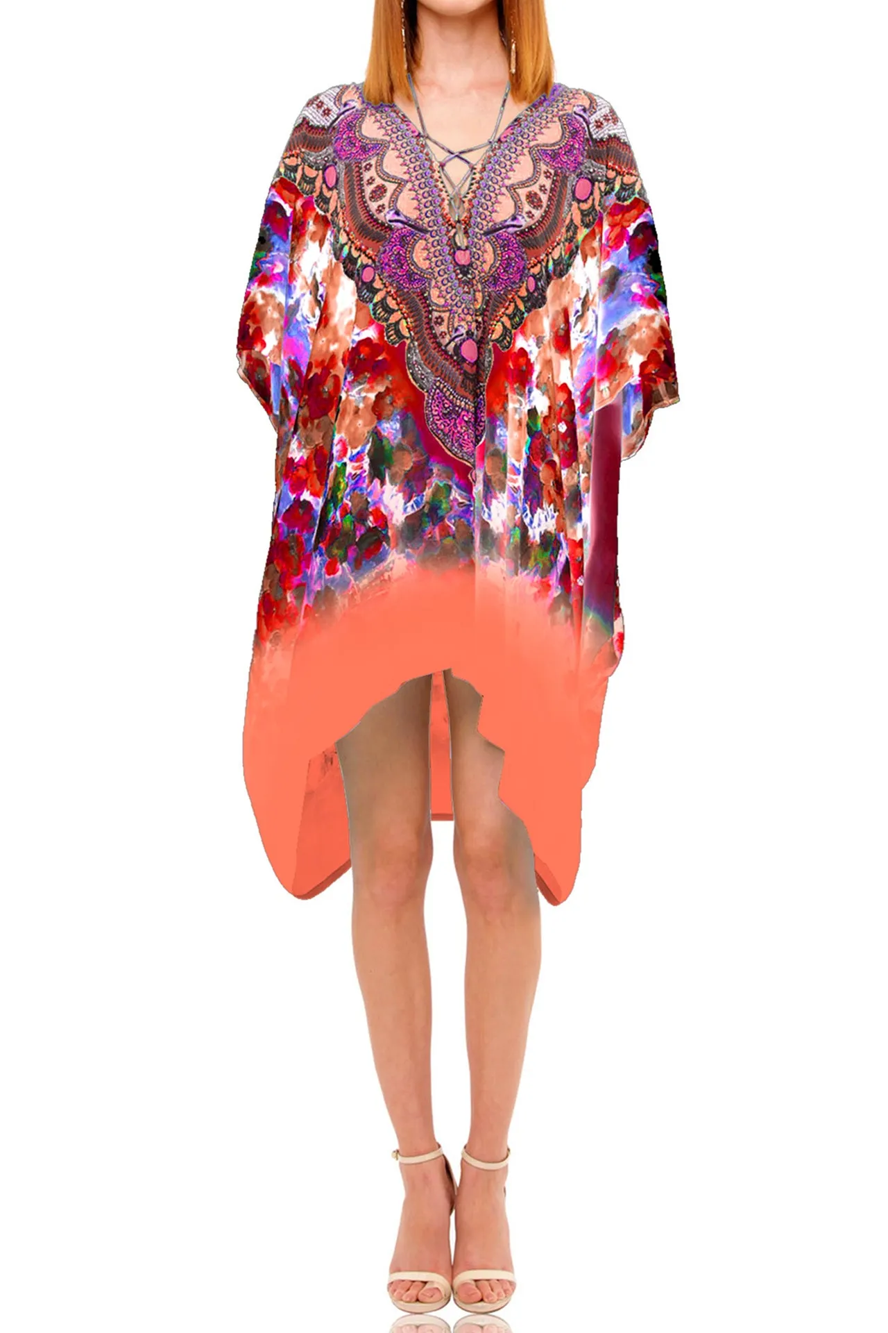 Floral Print Kaftan Dress Short