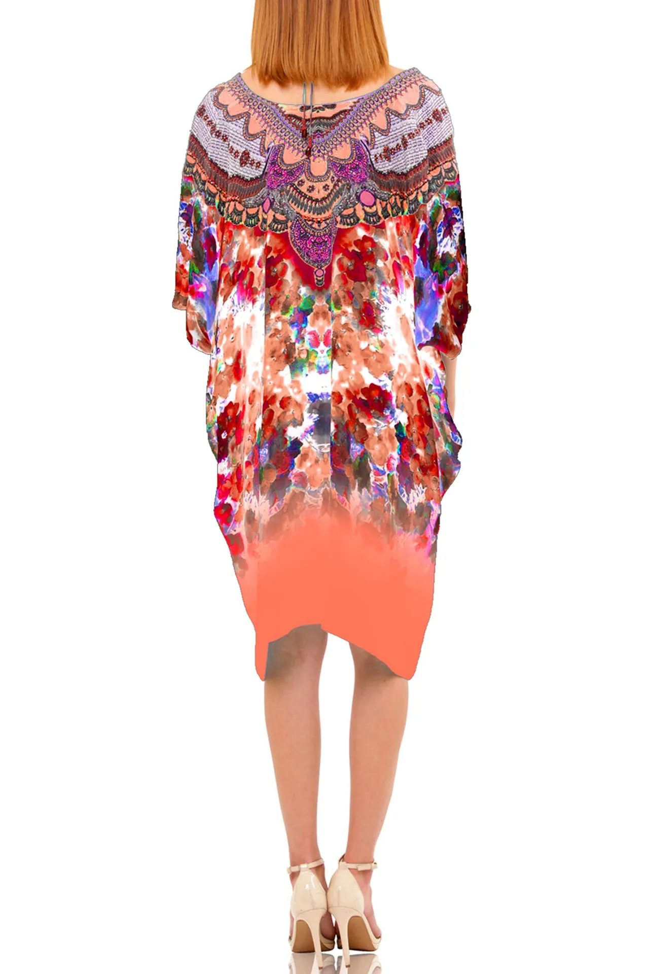 Floral Print Kaftan Dress Short