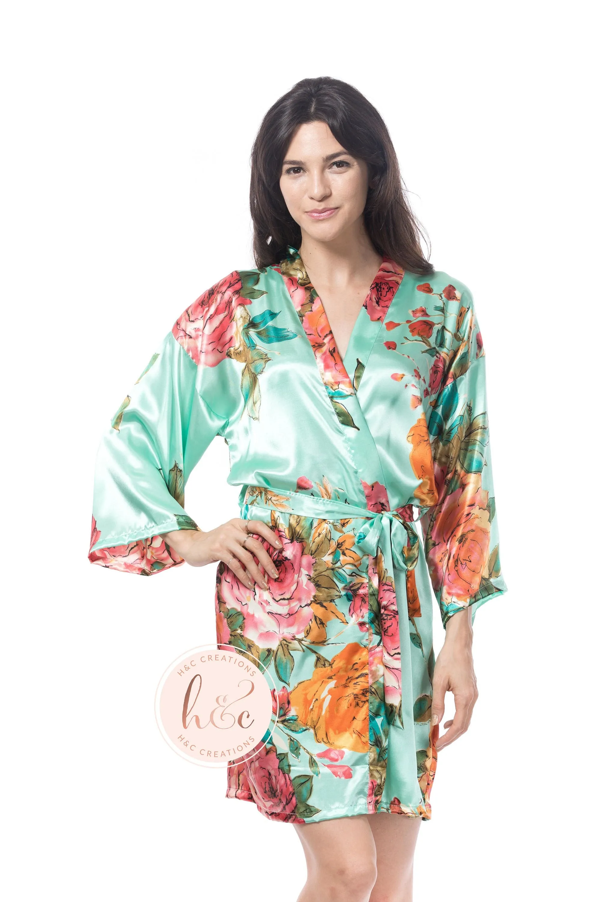 Floral Robes for Bridesmaids Kimono, Personalized Robes for Bridesmaids Plus Size, Rose Bridesmaid Robe Set, Bridesmaid Robes with Greenery