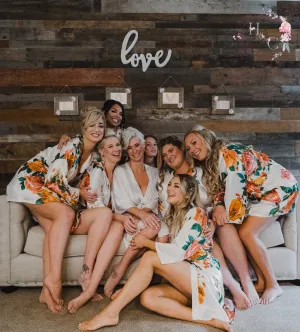 Floral Robes for Bridesmaids Kimono, Personalized Robes for Bridesmaids Plus Size, Rose Bridesmaid Robe Set, Bridesmaid Robes with Greenery