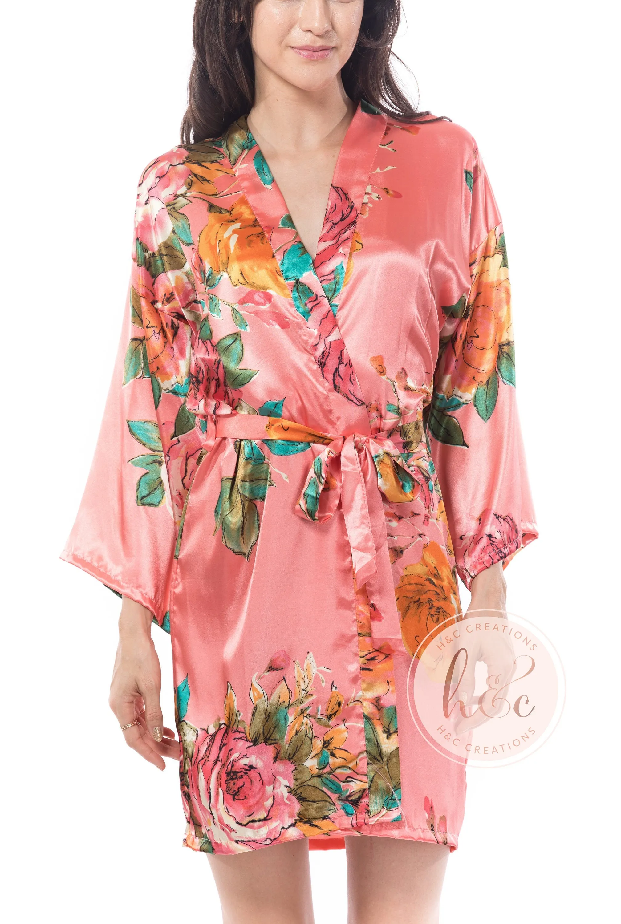 Floral Robes for Bridesmaids Kimono, Personalized Robes for Bridesmaids Plus Size, Rose Bridesmaid Robe Set, Bridesmaid Robes with Greenery