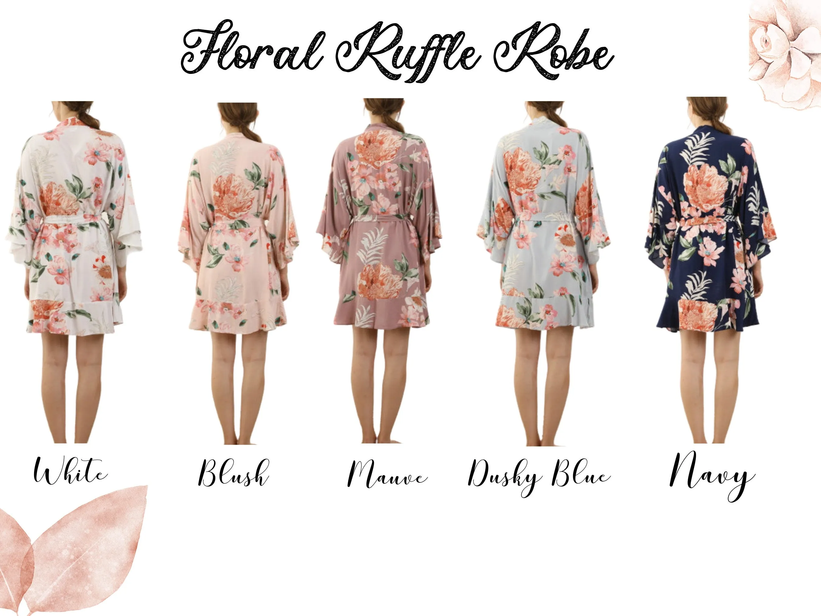 Floral Ruffle Robe | Bridesmaid Robes | Bridal Party Robe| Dusty Blue Cotton Floral Ruffle sleeves Robe| H&C Creations