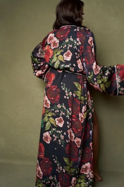 Floral Sateen Maxi Robe -
