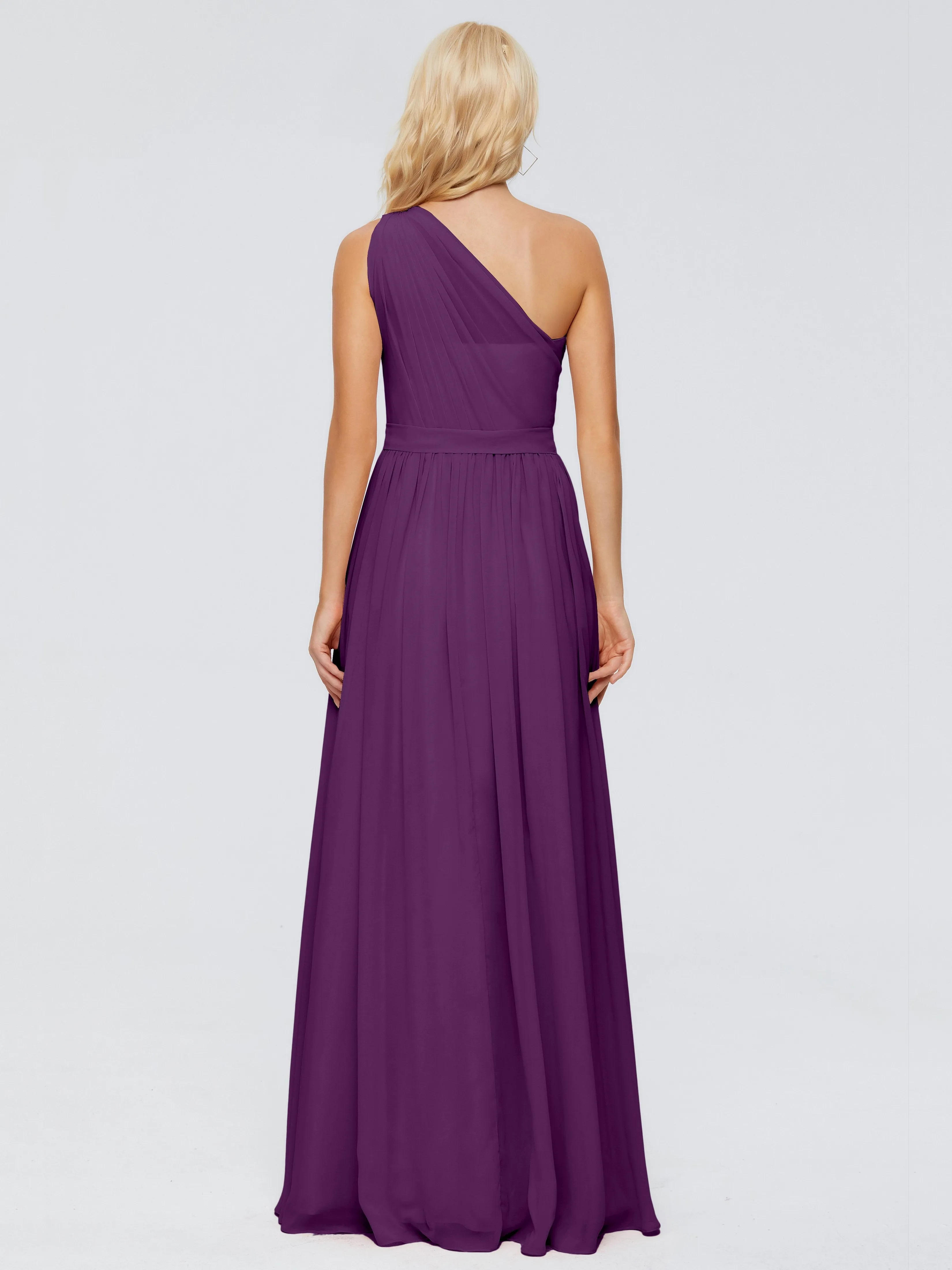 Grape Purple Bridesmaid Dresses Arabella One Shoulder Sash Bridesmaid Dresses