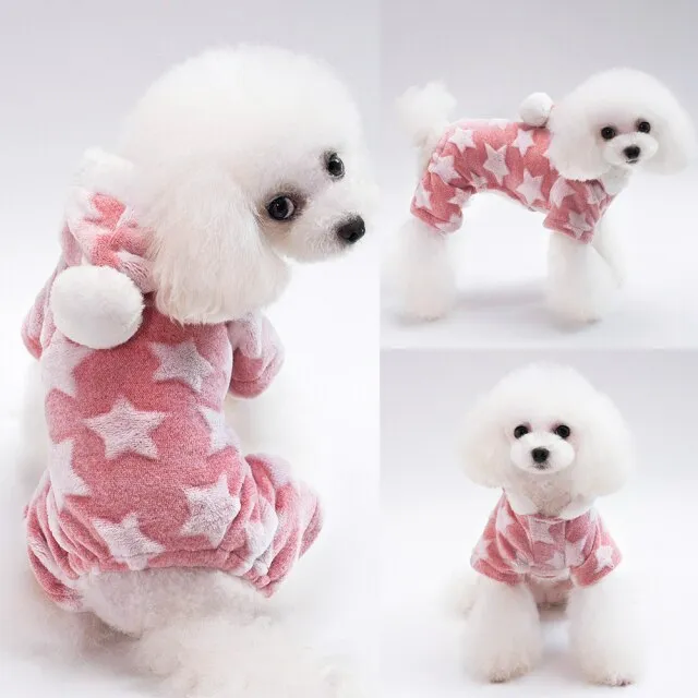 Hooded Star Fleece Dog PJs