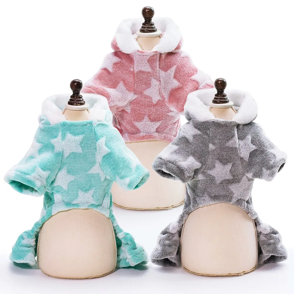 Hooded Star Fleece Dog PJs