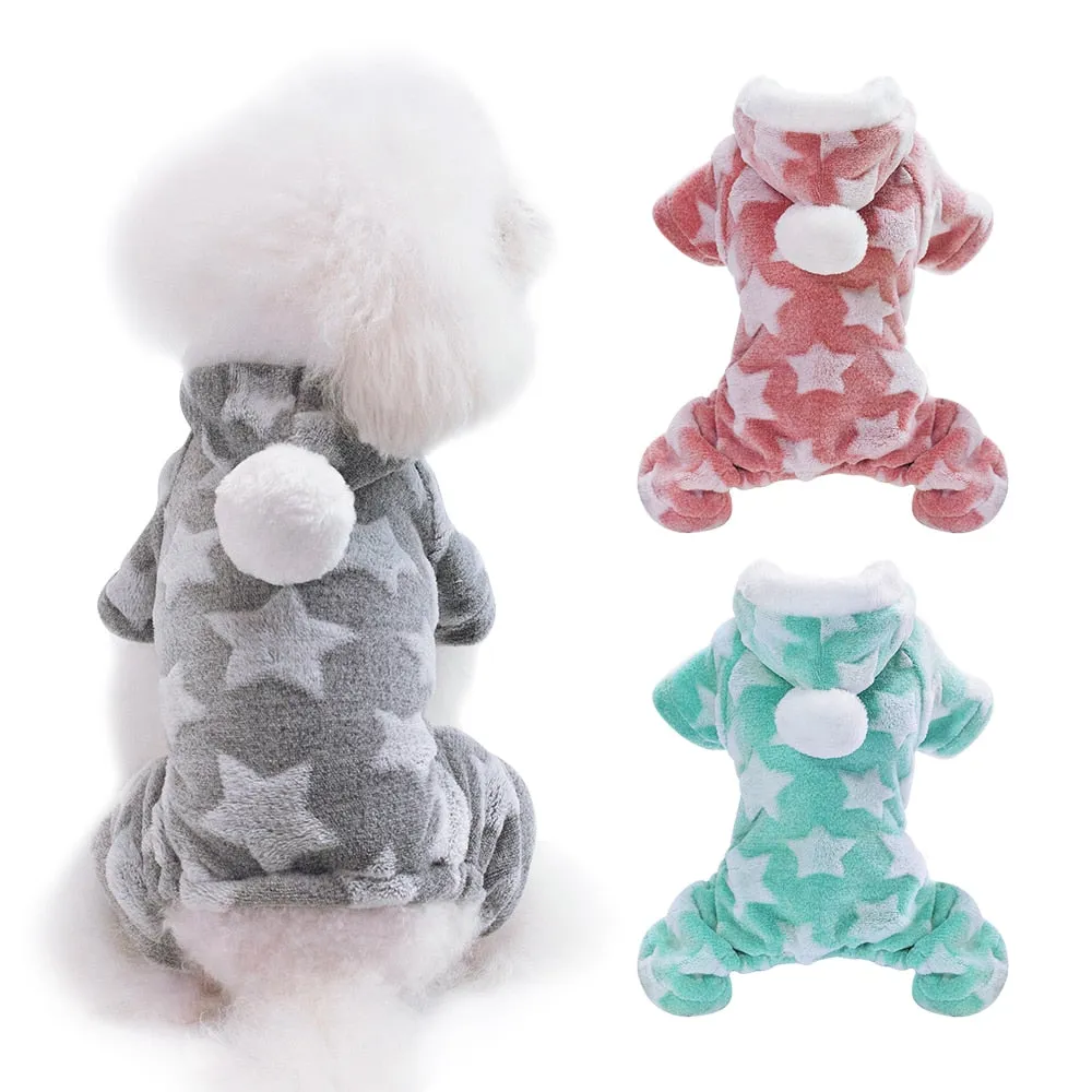 Hooded Star Fleece Dog PJs