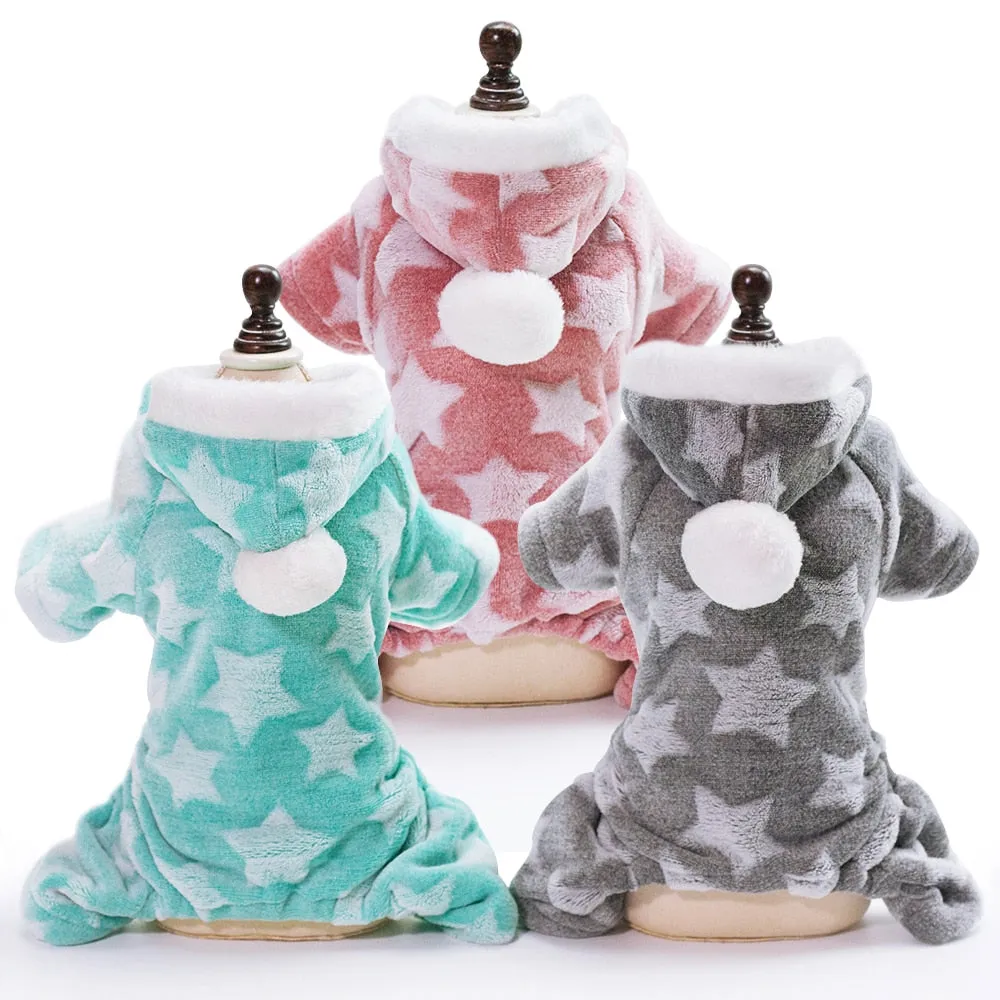 Hooded Star Fleece Dog PJs