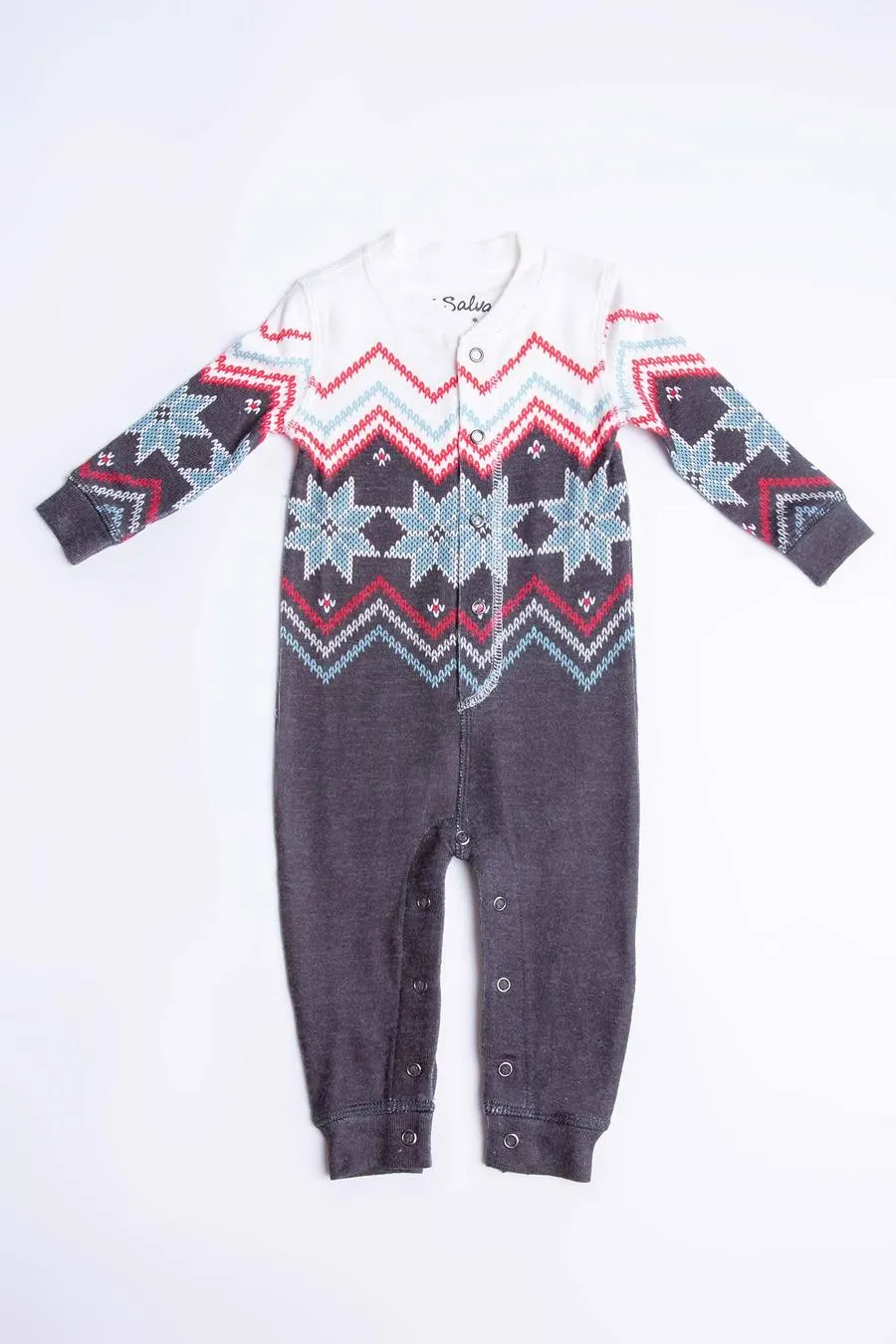 INFANT ROMPER FESTIVE FAIR ISLE PJ