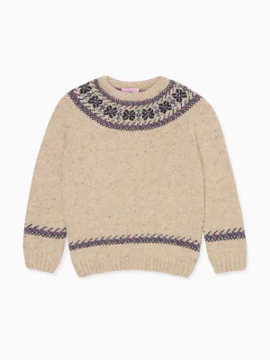 Ivory Merino Fair Isle Kids Jumper