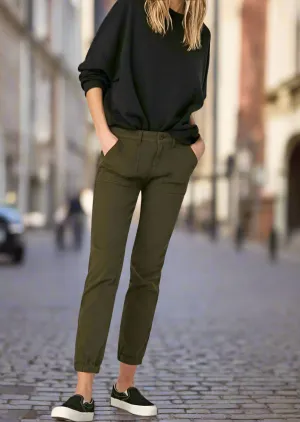 IVY SLIM CARGO PANT - DARK JADE TWILL