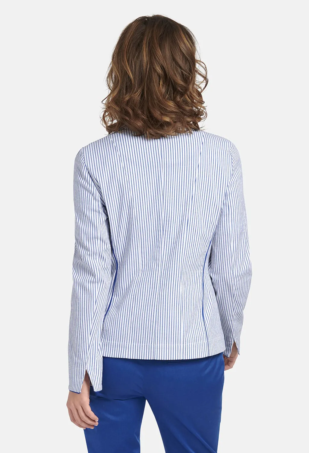 JACKET BLAZER WITH STRIPED PATTERN IN BLUE-WHITE