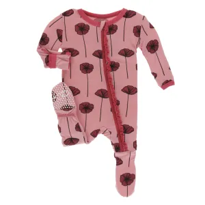 KicKee Pants - Muffin Ruffle Footie with Zipper - Strawberry Poppies