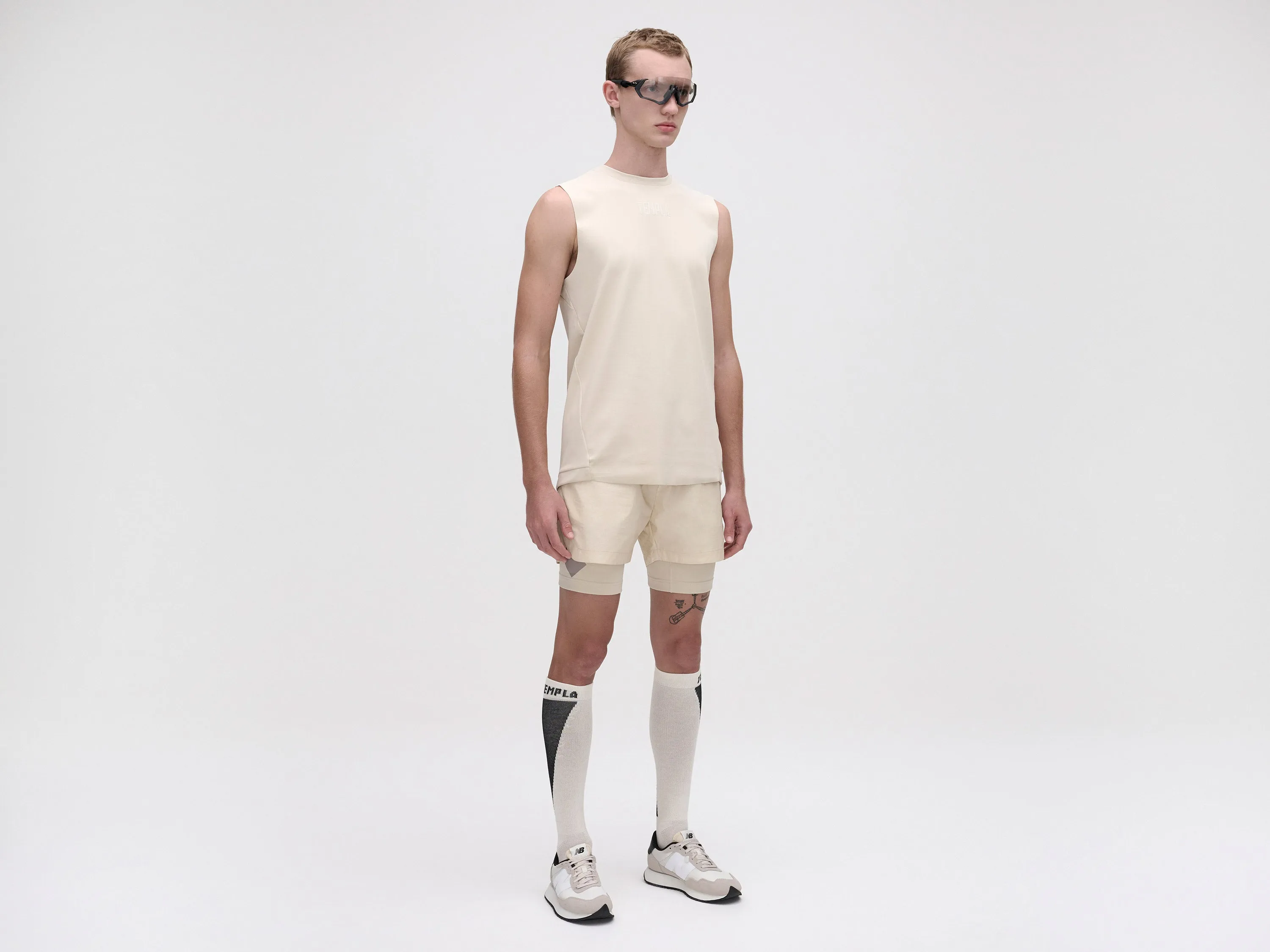 LAYERED TRACK SHORTS - FOG