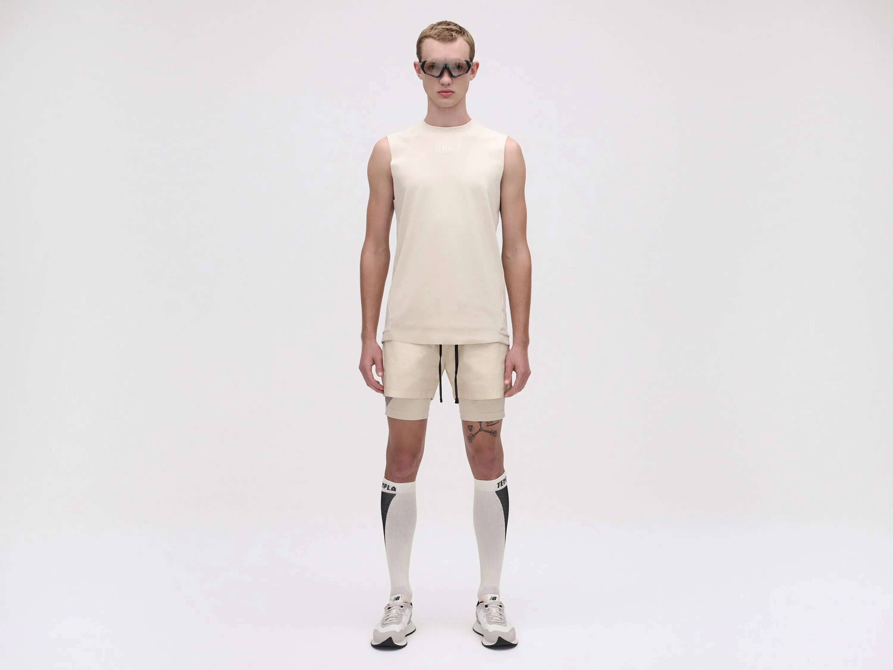 LAYERED TRACK SHORTS - FOG