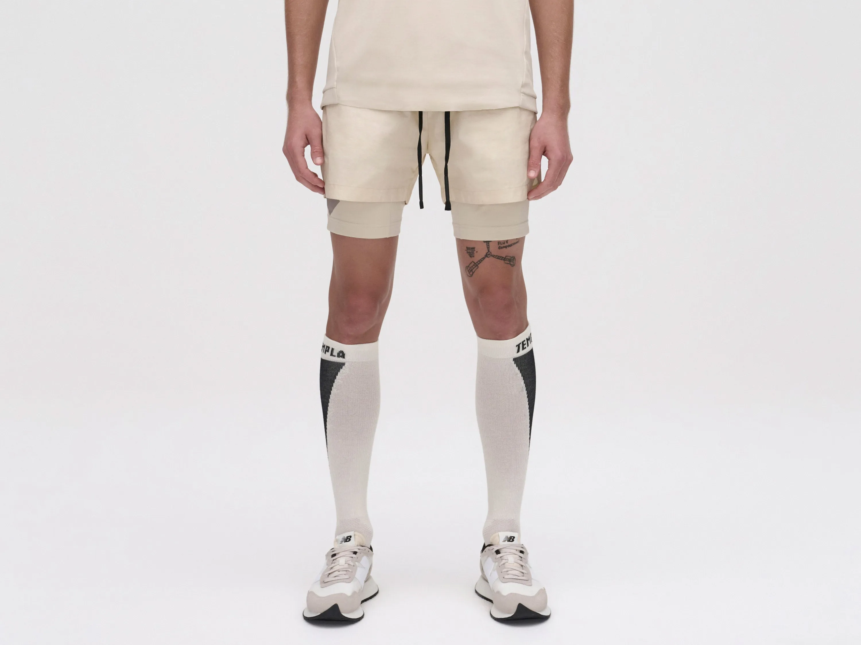 LAYERED TRACK SHORTS - FOG