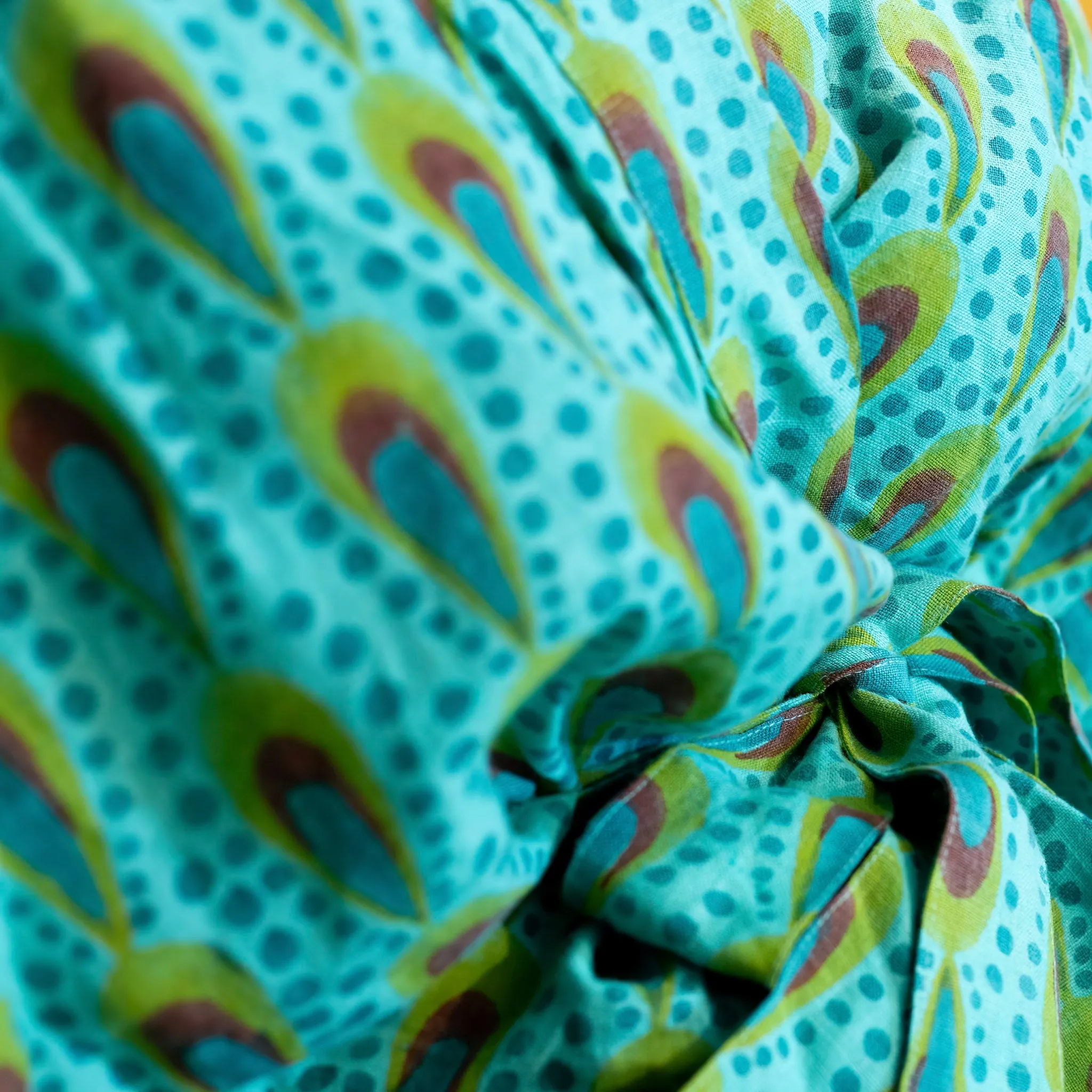 Lena Robe in Aqua Peacock Linen
