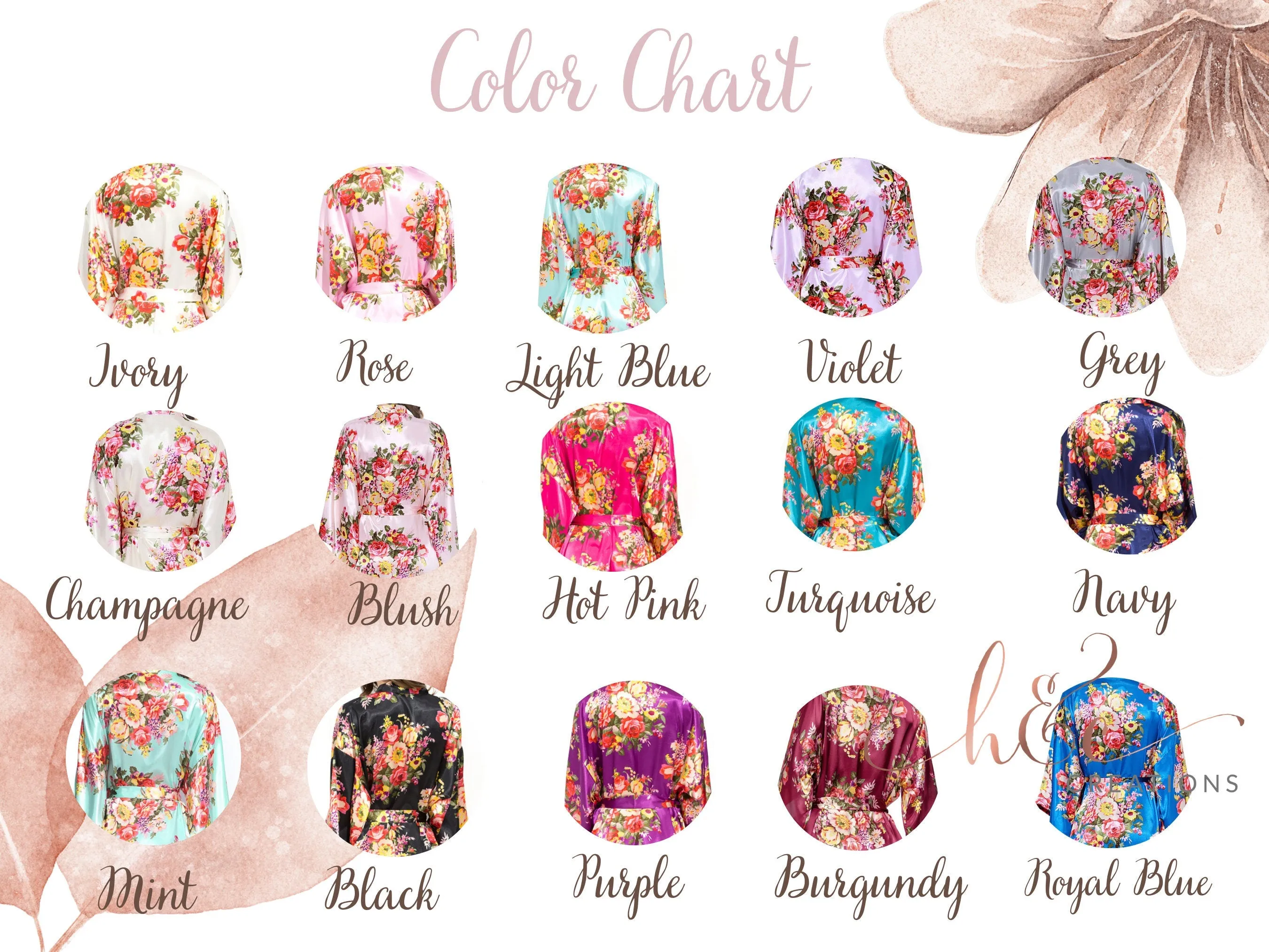 Light Blue Satin Floral Bridesmaid robes, floral kimono robe, bridal robes, silk bridesmaid robes, bridal robes, bridesmaids gifts