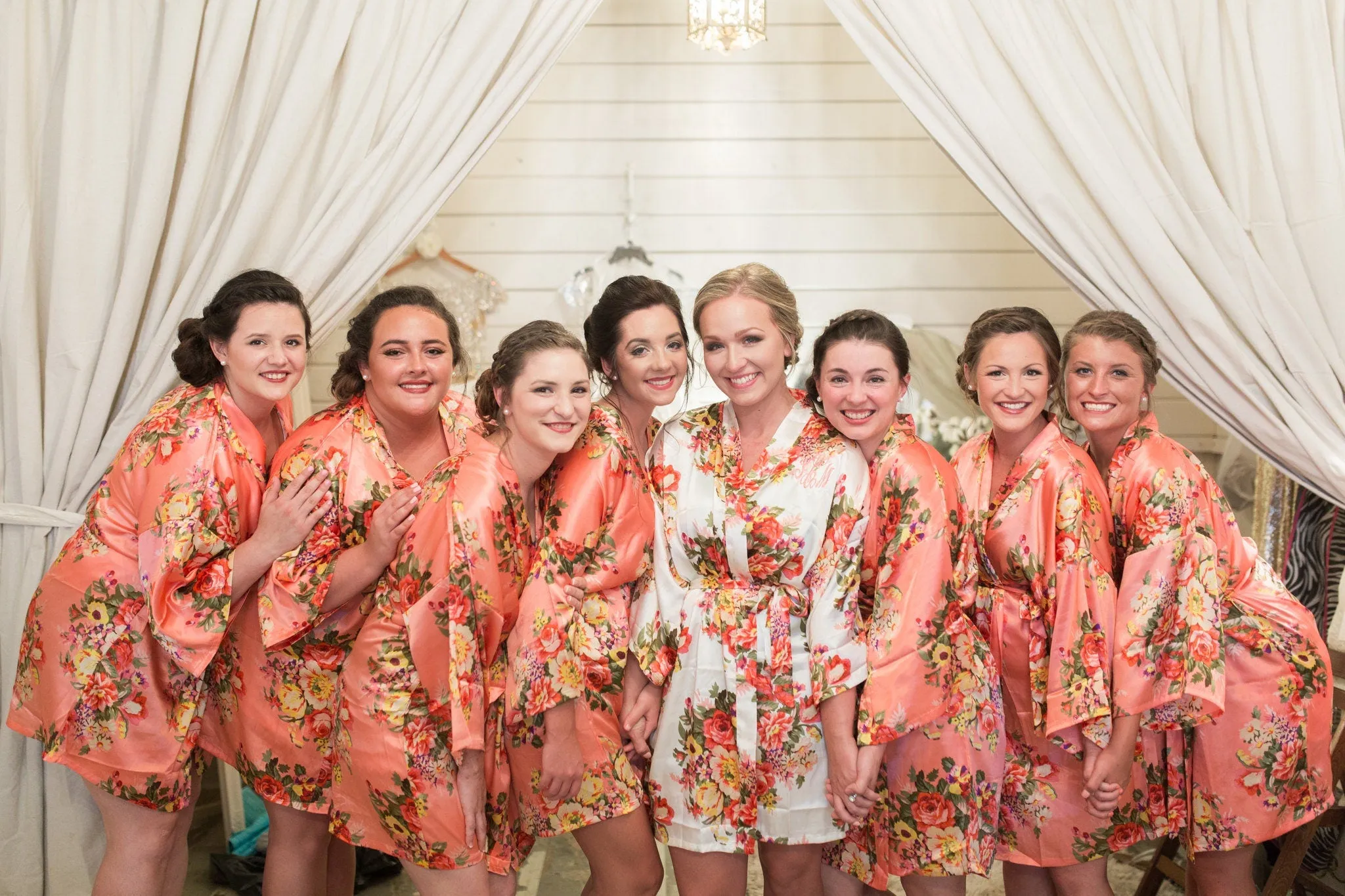 Light Blue Satin Floral Bridesmaid robes, floral kimono robe, bridal robes, silk bridesmaid robes, bridal robes, bridesmaids gifts