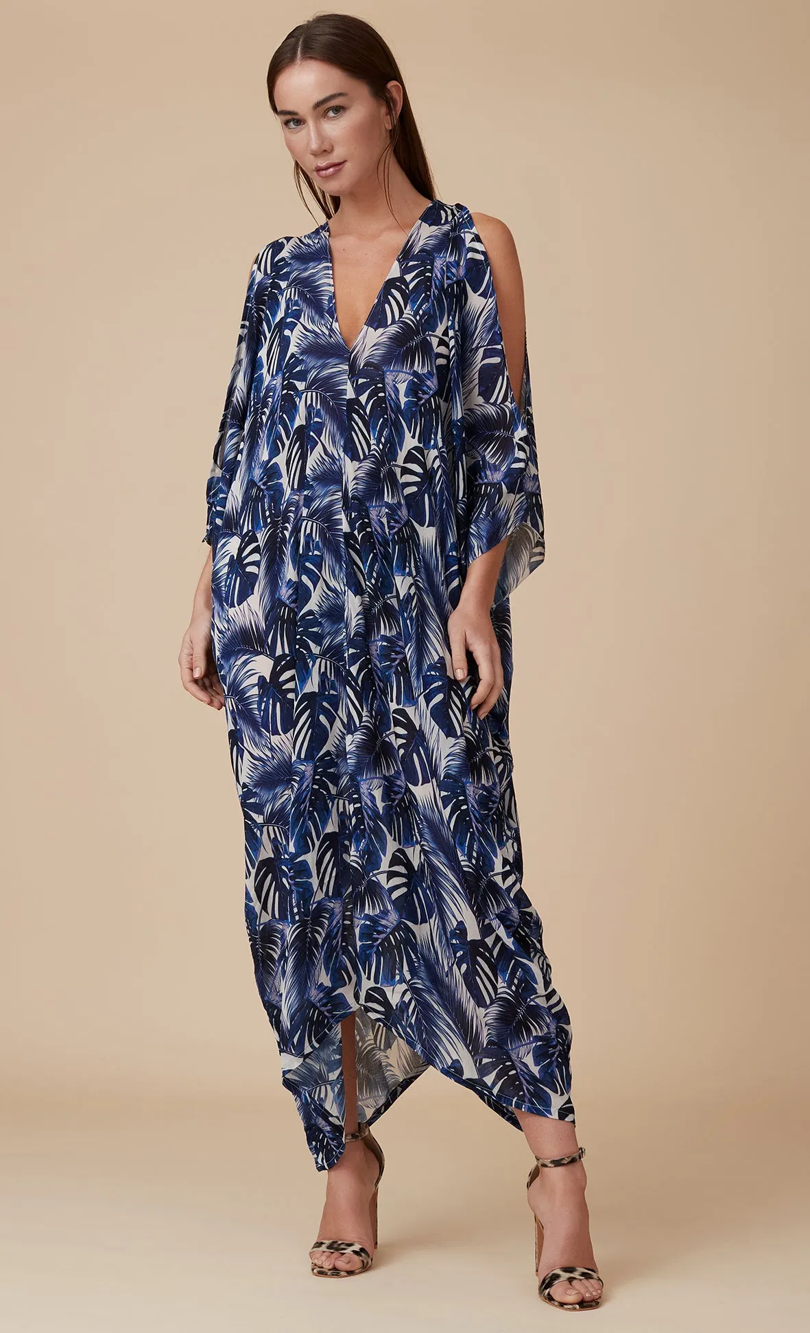 MAYA KAFTAN DRESS INDIGO LEAF