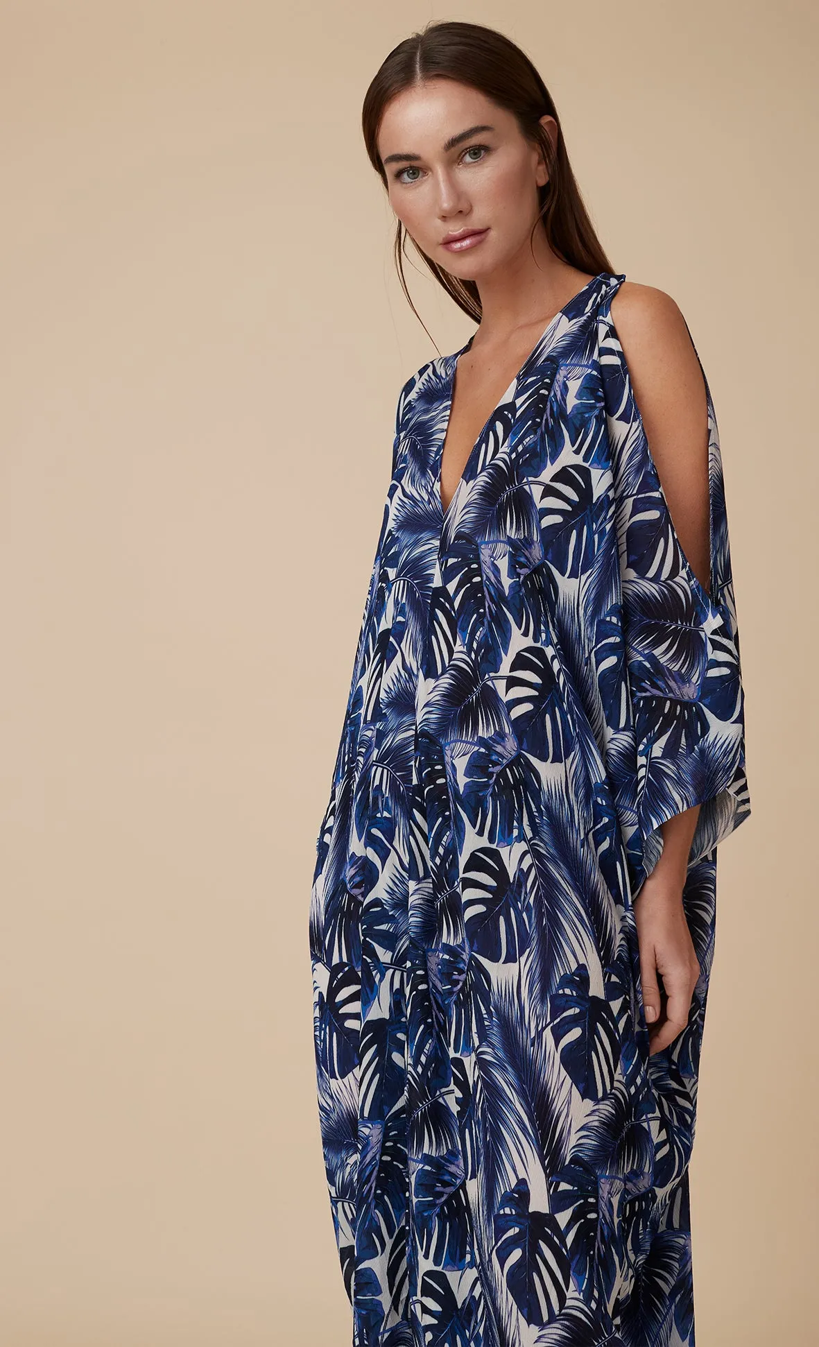 MAYA KAFTAN DRESS INDIGO LEAF