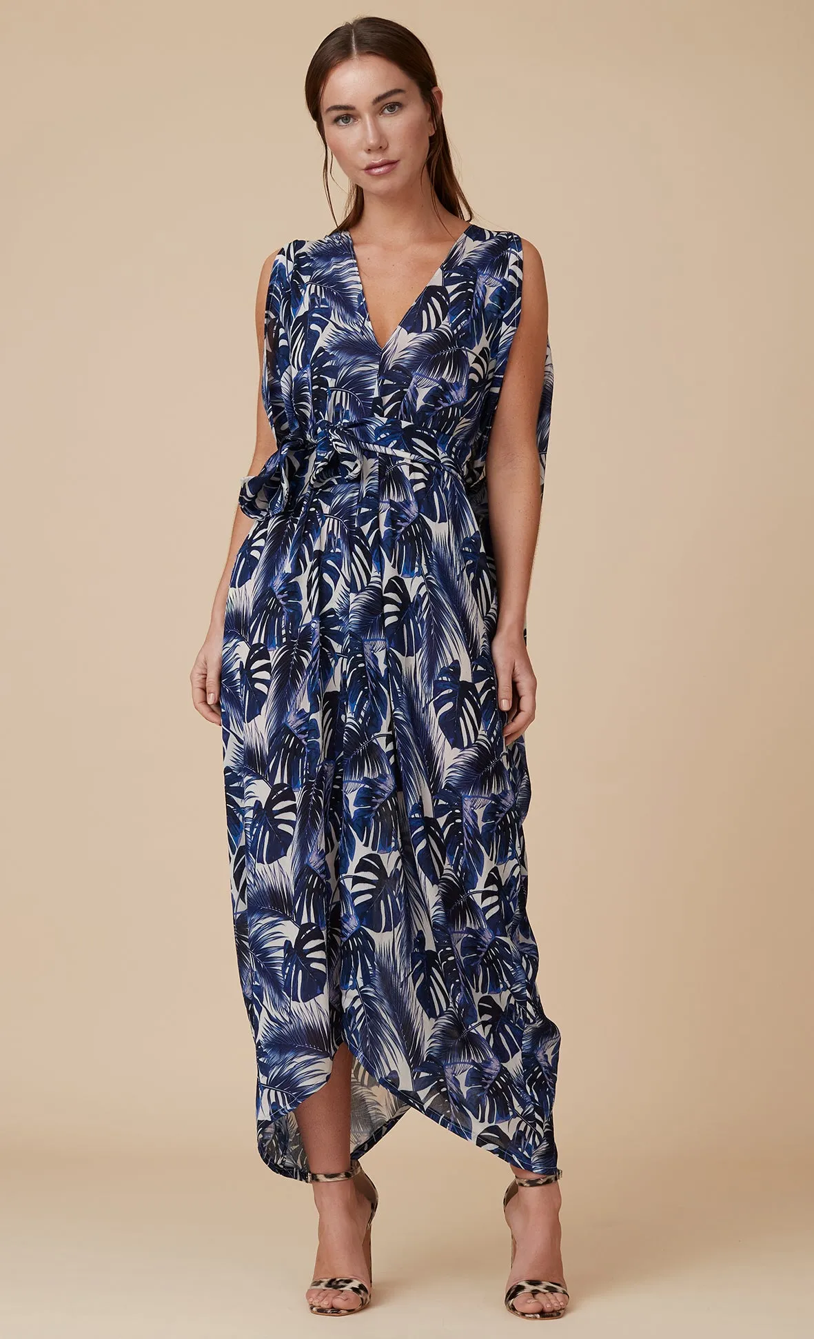 MAYA KAFTAN DRESS INDIGO LEAF