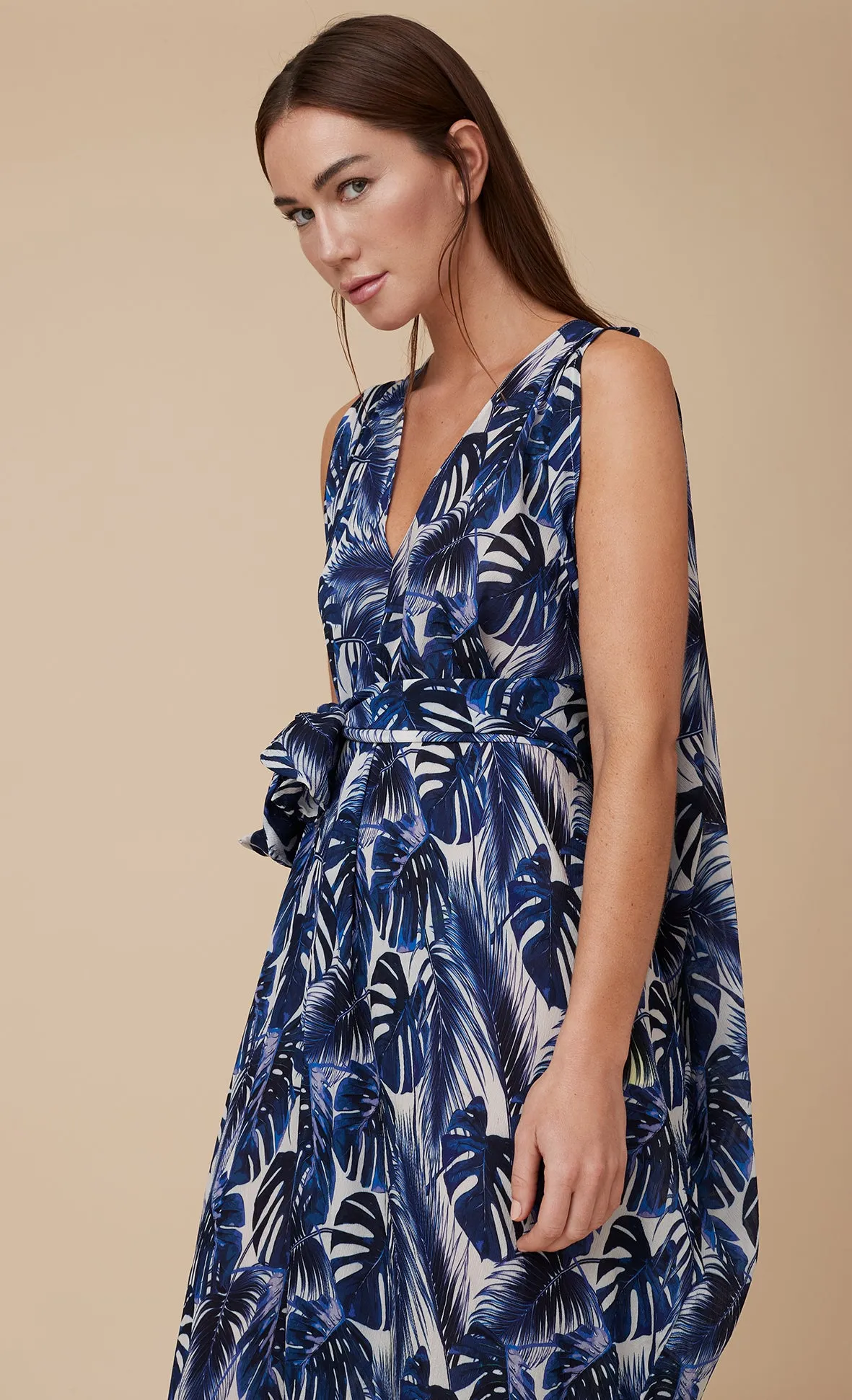 MAYA KAFTAN DRESS INDIGO LEAF