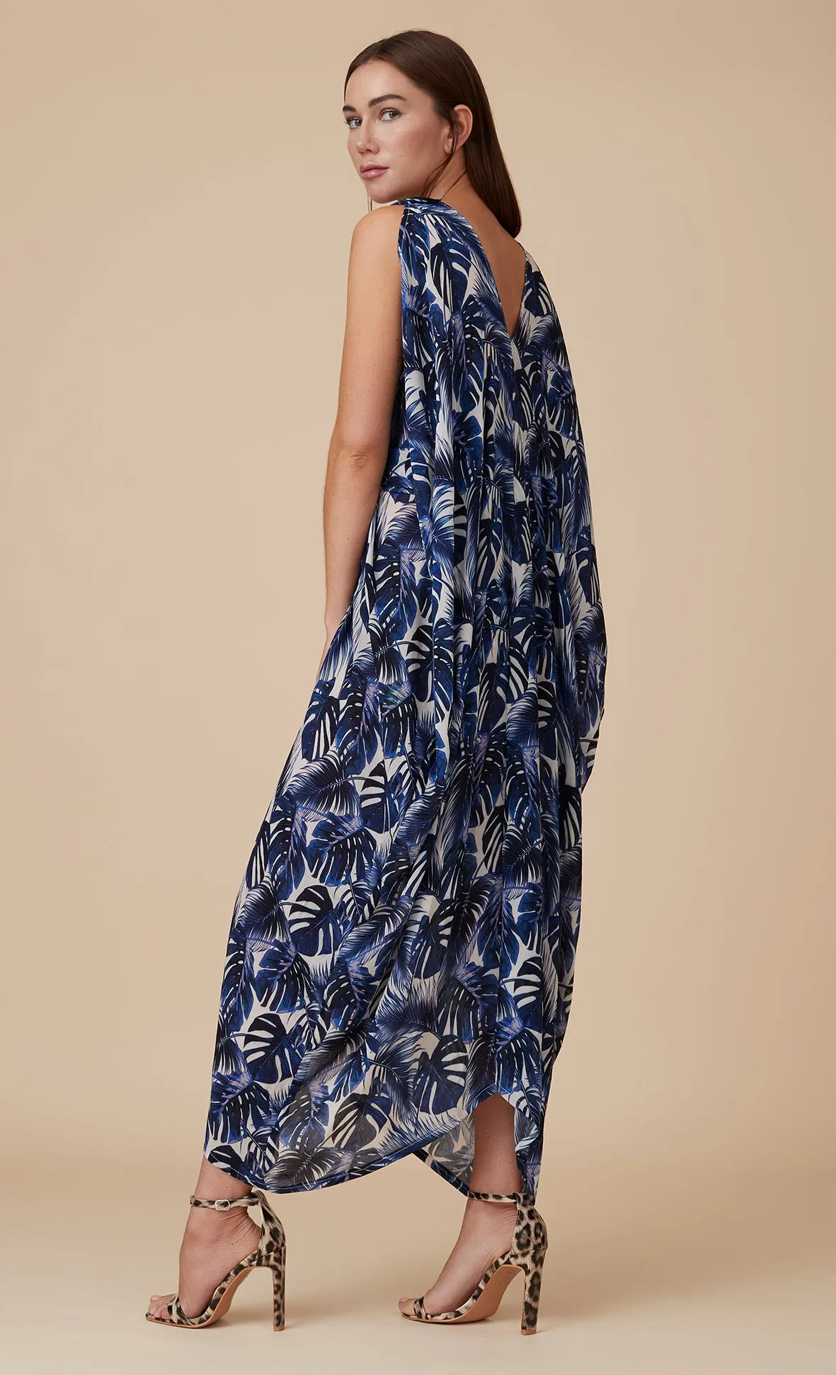 MAYA KAFTAN DRESS INDIGO LEAF