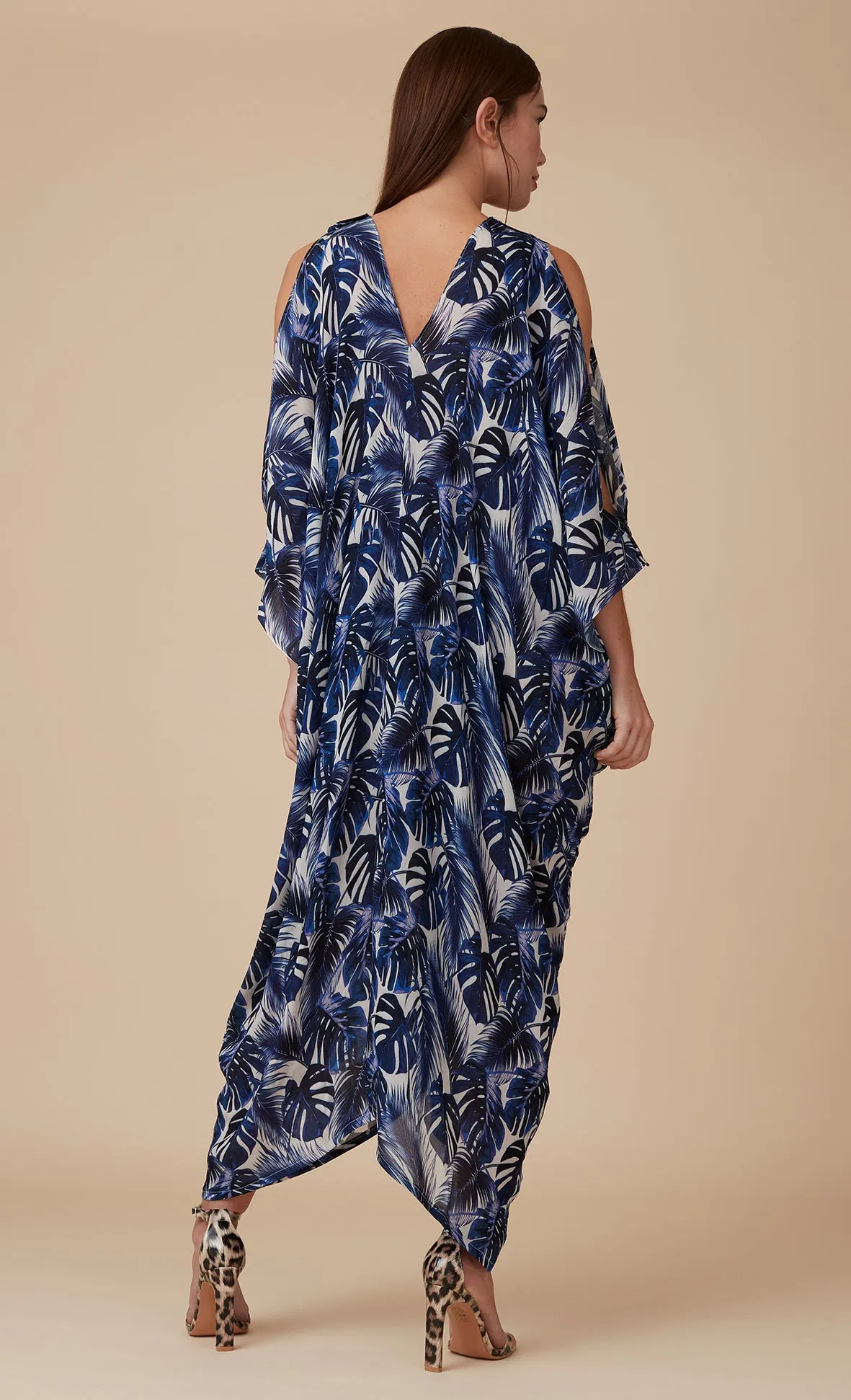 MAYA KAFTAN DRESS INDIGO LEAF