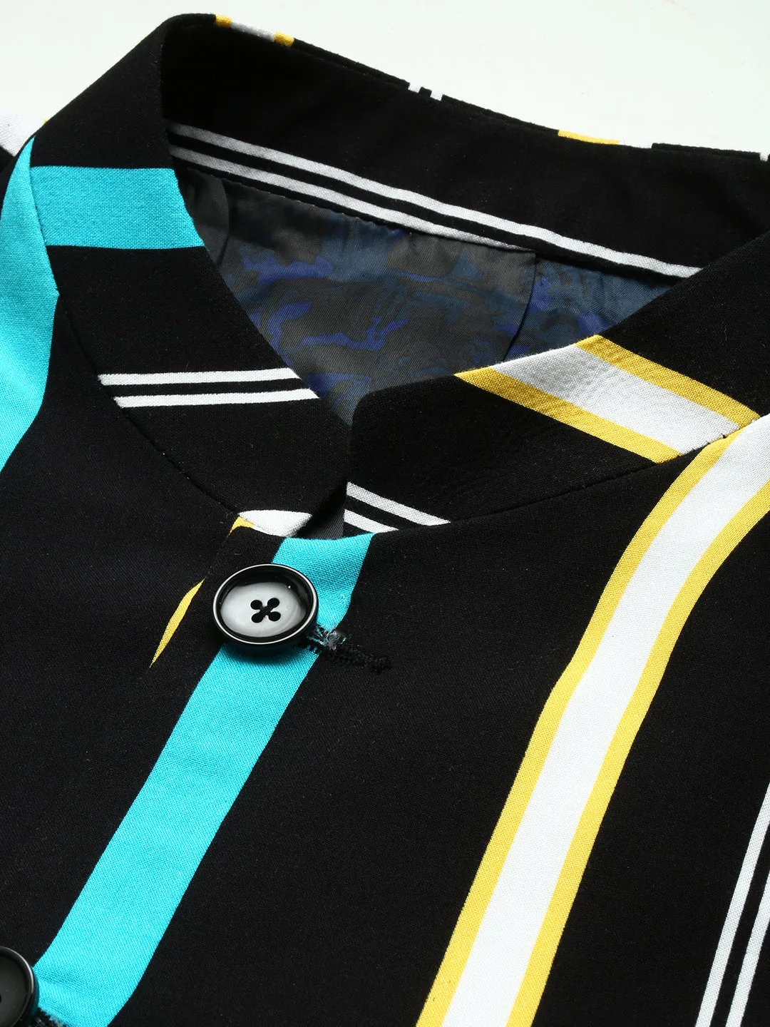 Men Black Striped Party Blazer