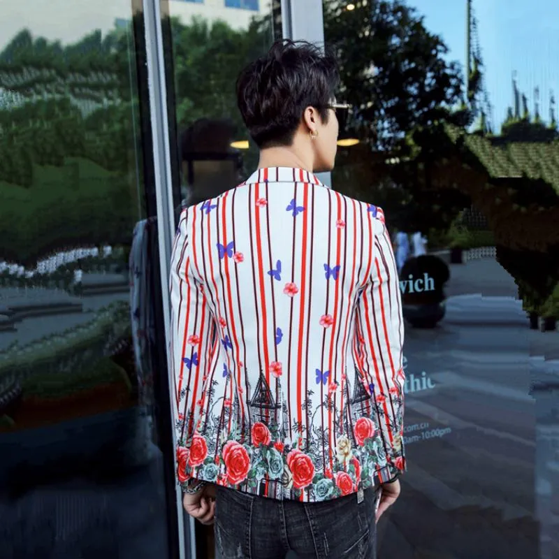 Men's Single Breasted Striped Blazer