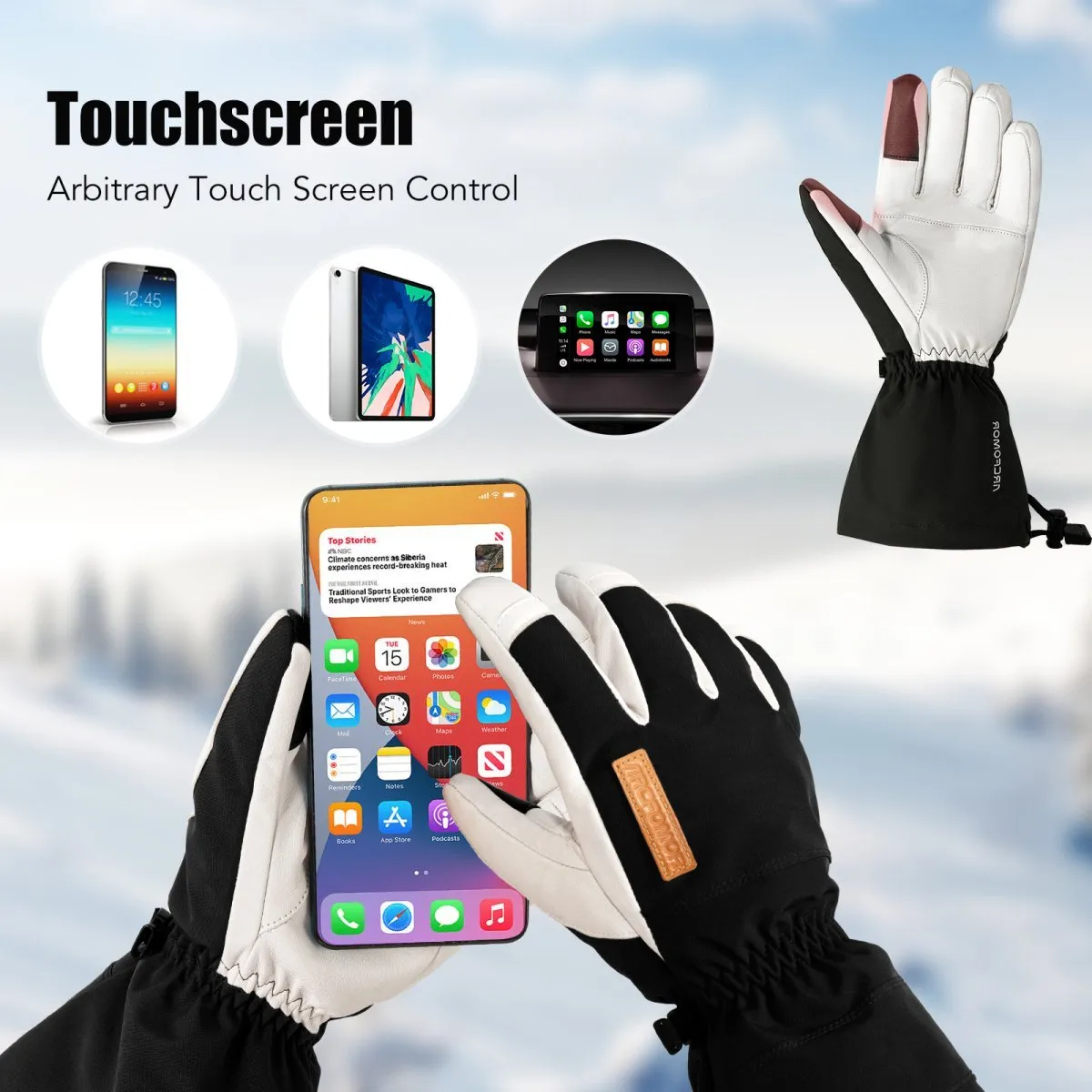 Men's Winter Gloves - Waterproof and Touchscreen for Cold Days