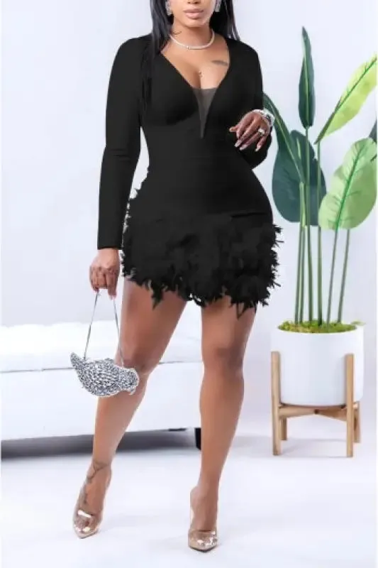 Mesh You Would Mini Dress With Shoulder Pads (S-2XL)