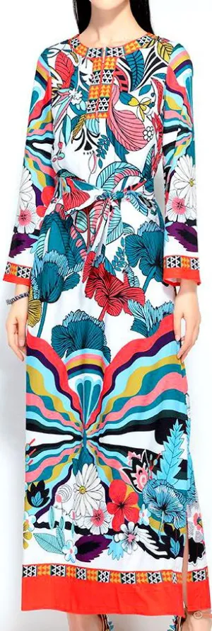 Multi Colored Print Kaftan Dress