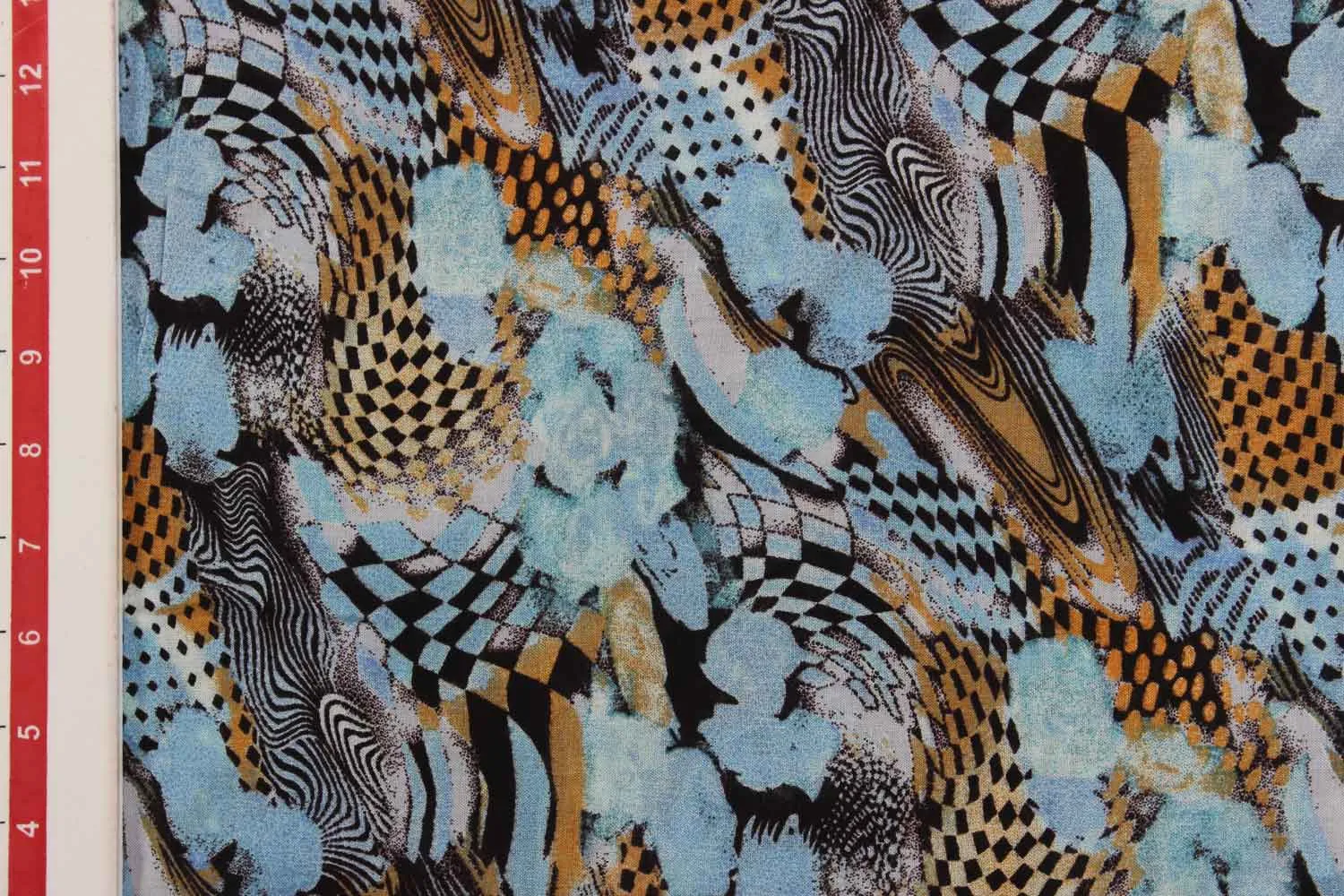 Multicolor Abstract Printed Rayon Fabric