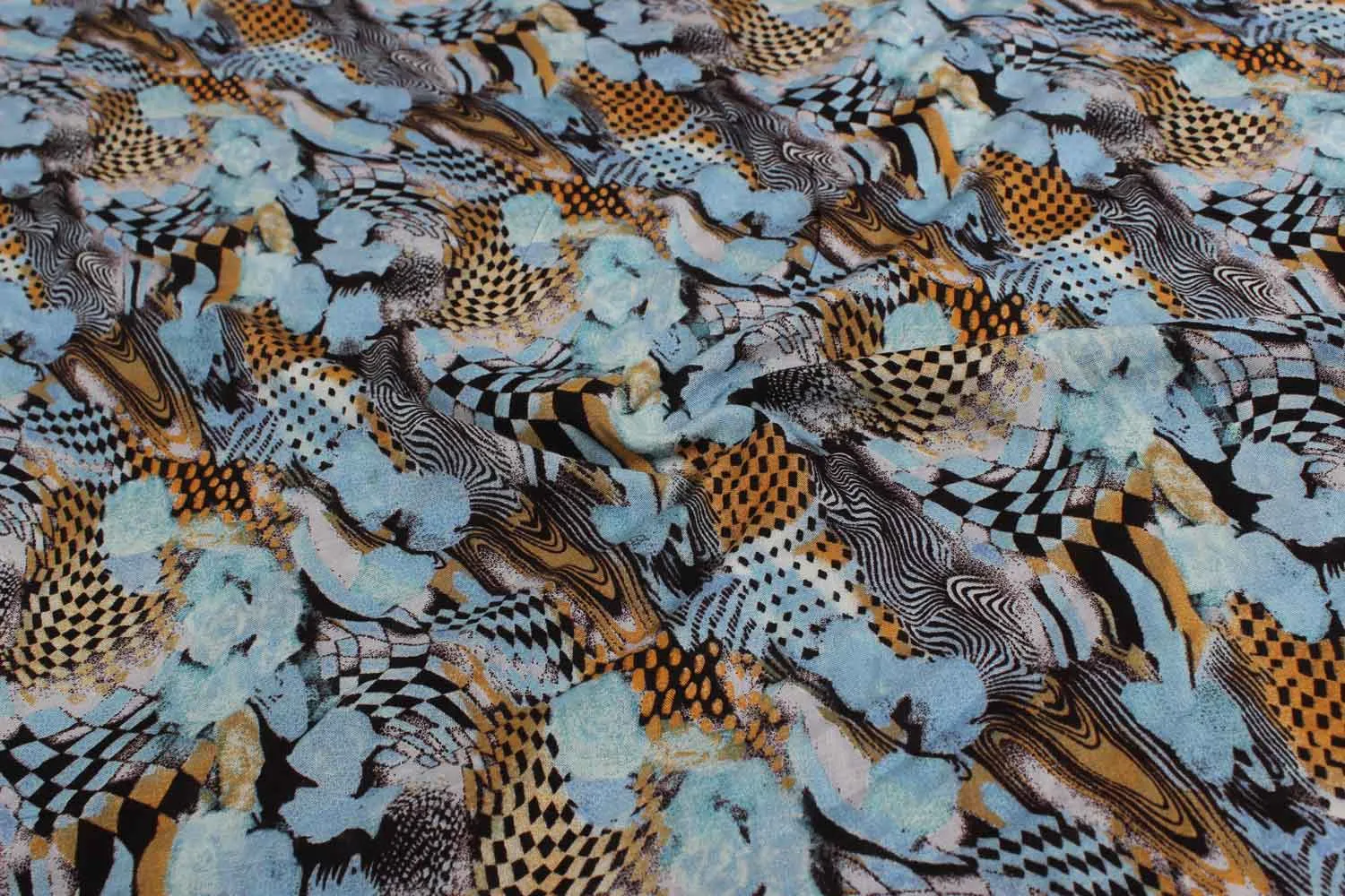 Multicolor Abstract Printed Rayon Fabric