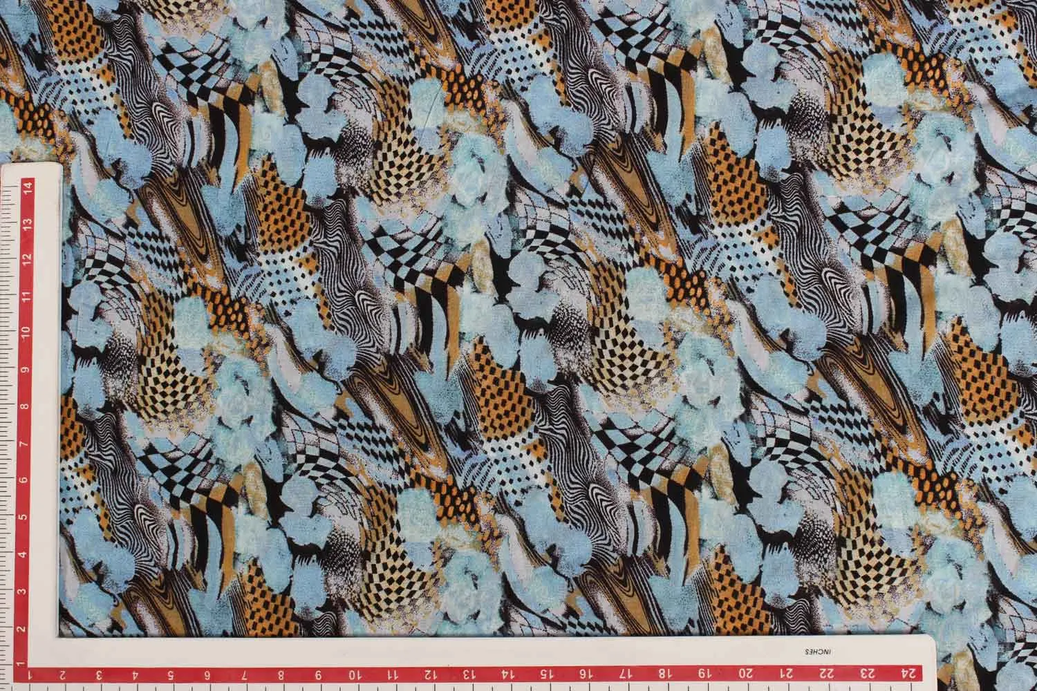 Multicolor Abstract Printed Rayon Fabric