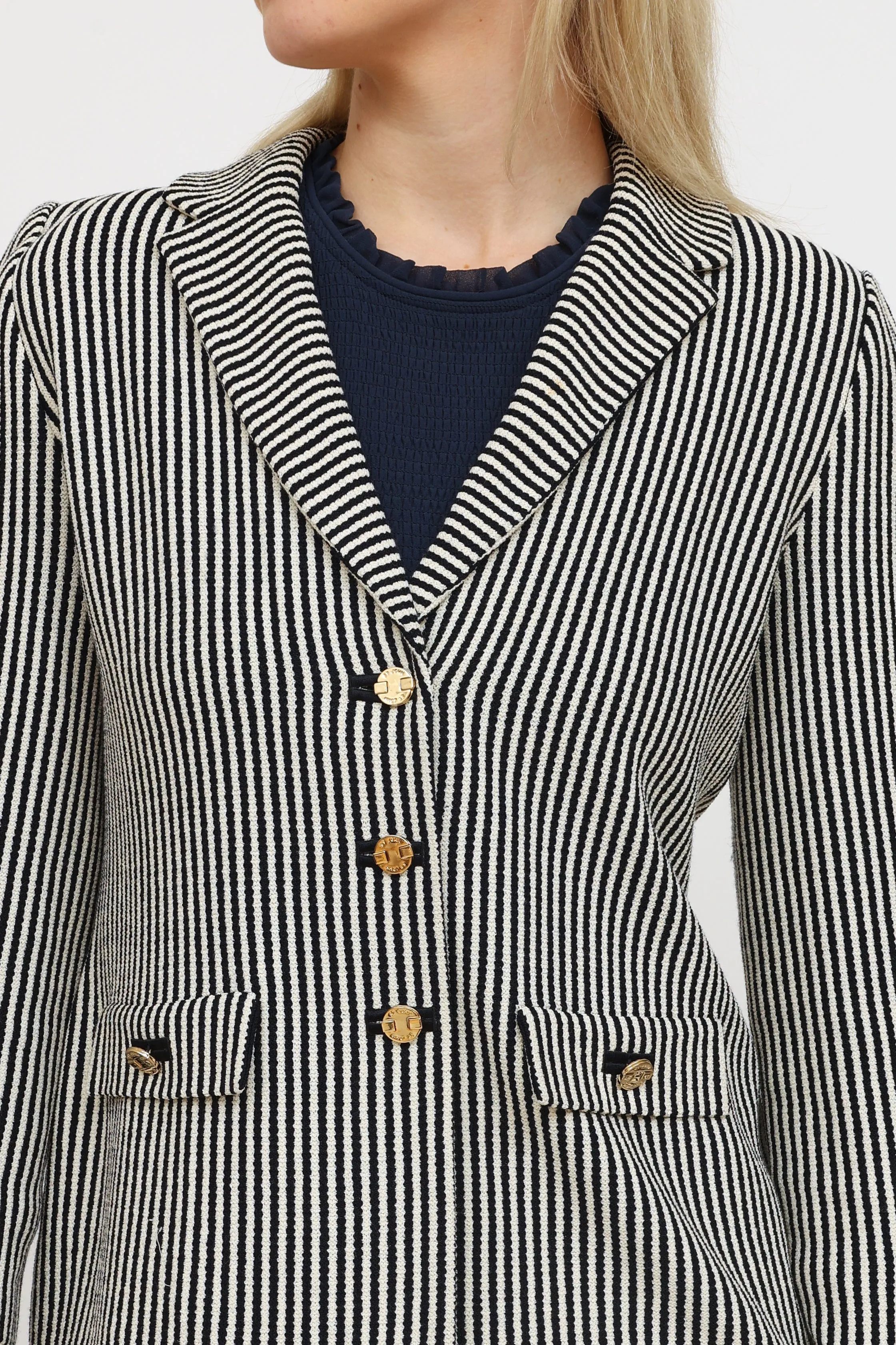 Navy & White Striped Blazer