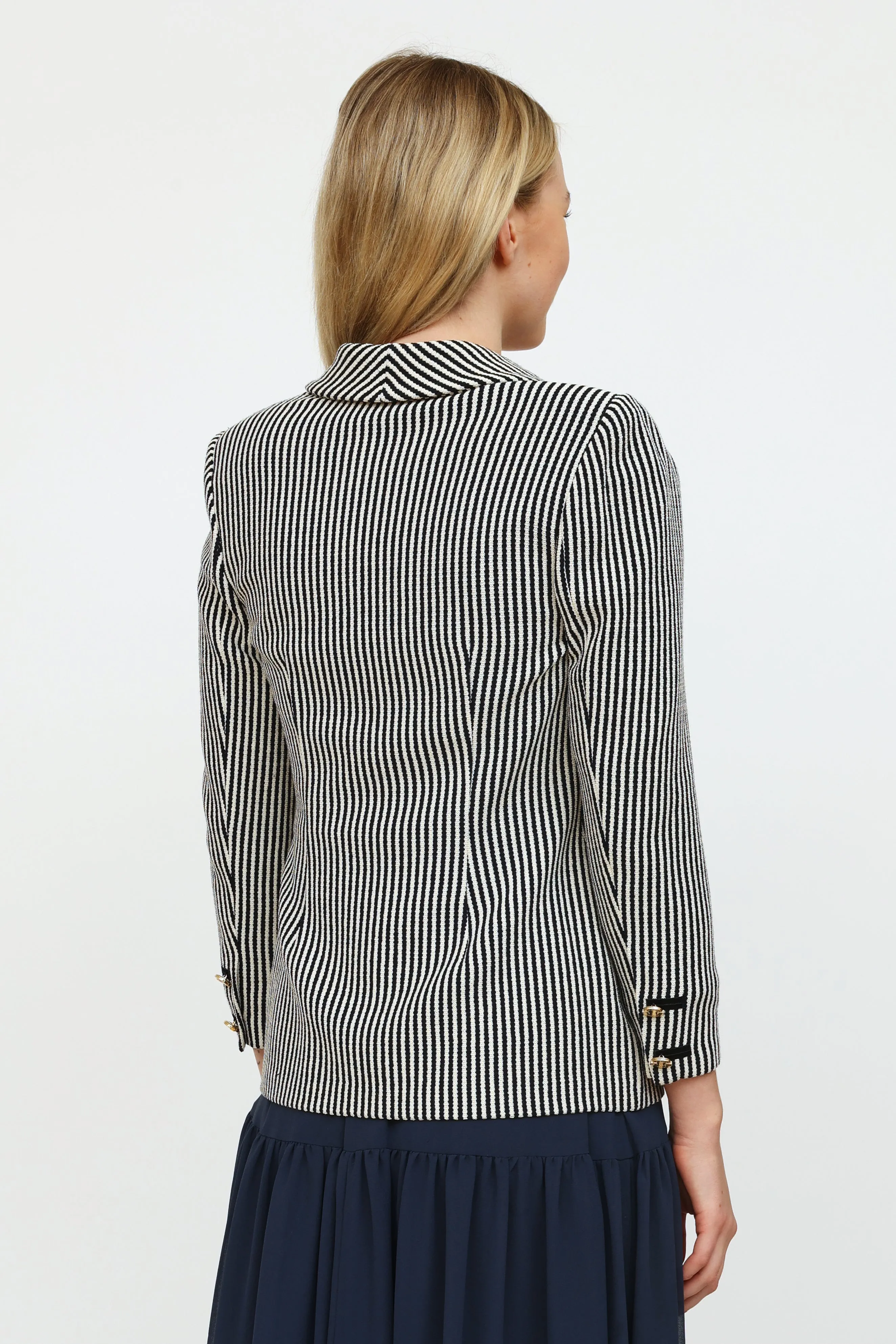 Navy & White Striped Blazer