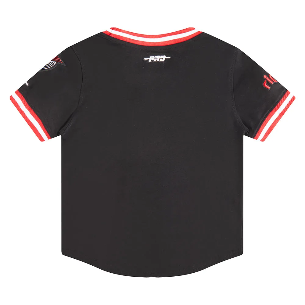 NBA PORTLAND TRAIL BLAZERS CLASSIC TODDLER BOYS SS STRIPED RIB TEE (BLACK/RED)