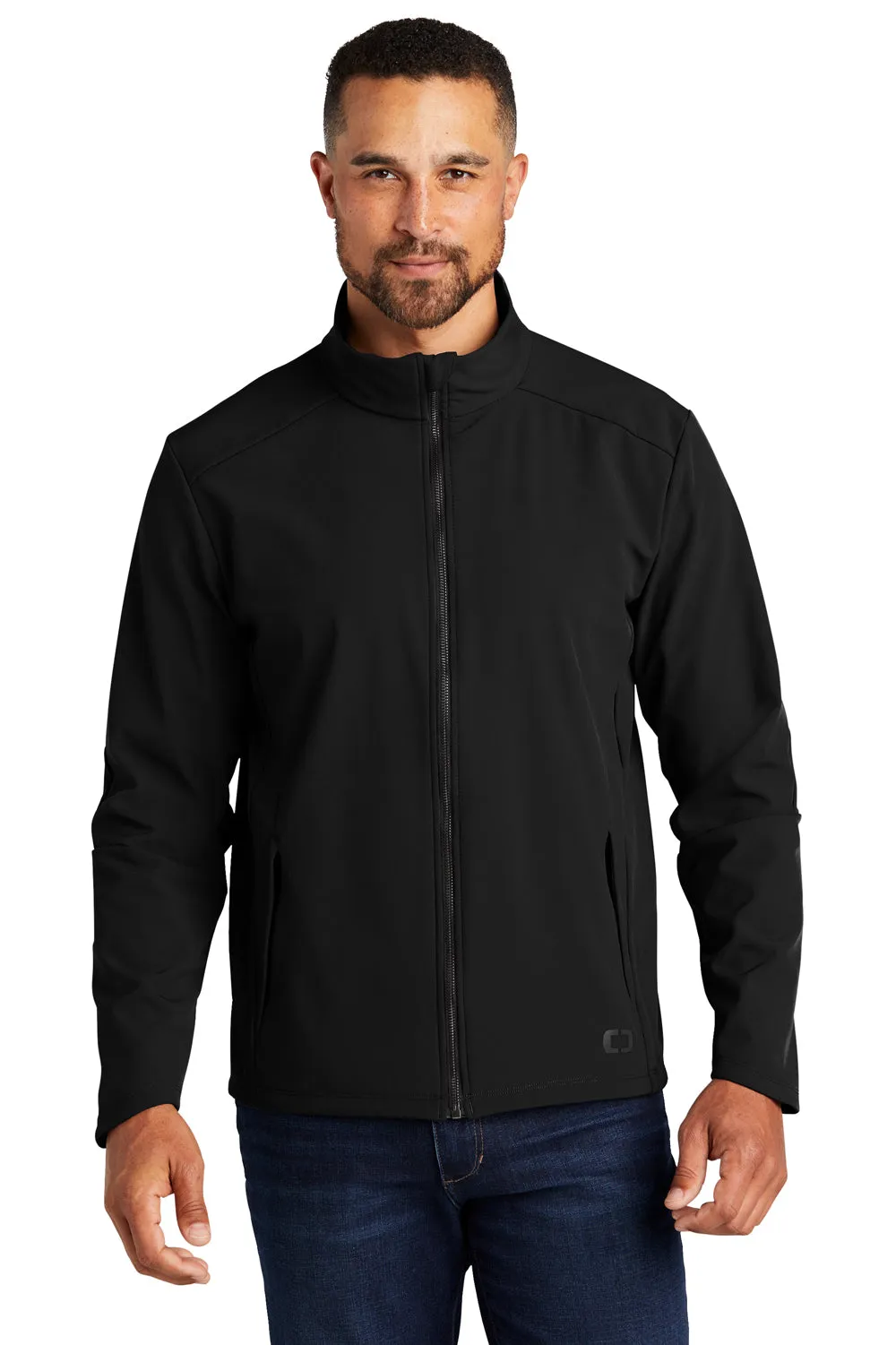Ogio Mens Commuter Water Resistant Full Zip Soft Shell Jacket - Blacktop