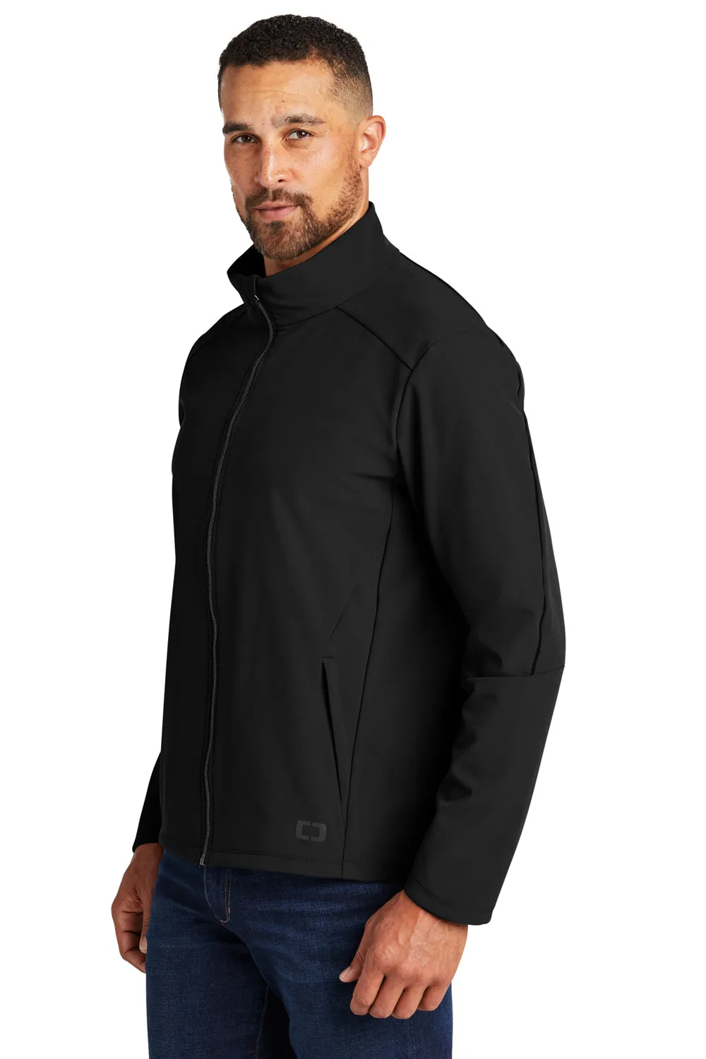 Ogio Mens Commuter Water Resistant Full Zip Soft Shell Jacket - Blacktop