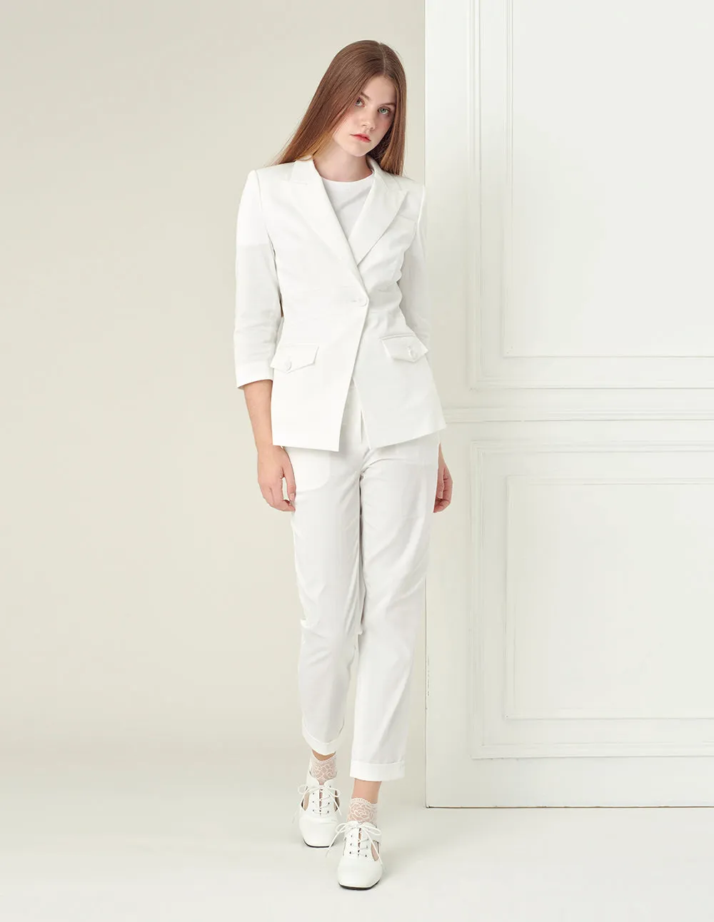 Pearl White Slim Cut Blazer